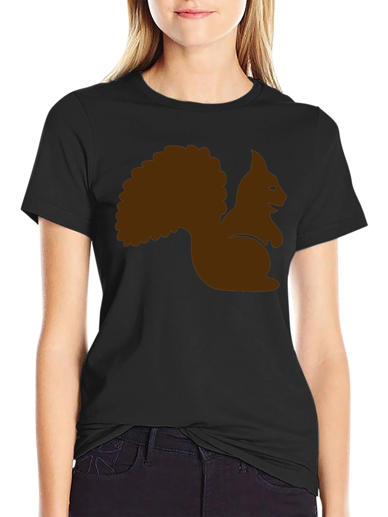 Squirrel Graphic Tee - Black Cotton T-Shirt