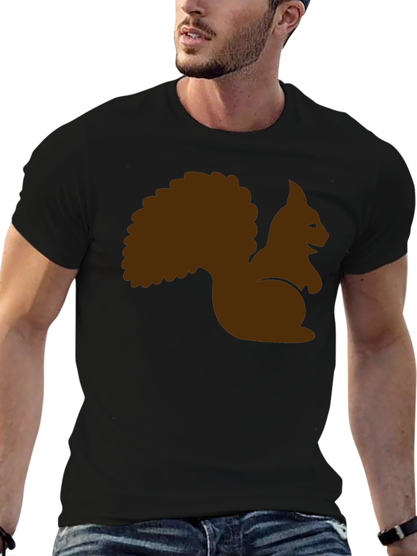 Squirrel Graphic Tee - Black Cotton T-Shirt