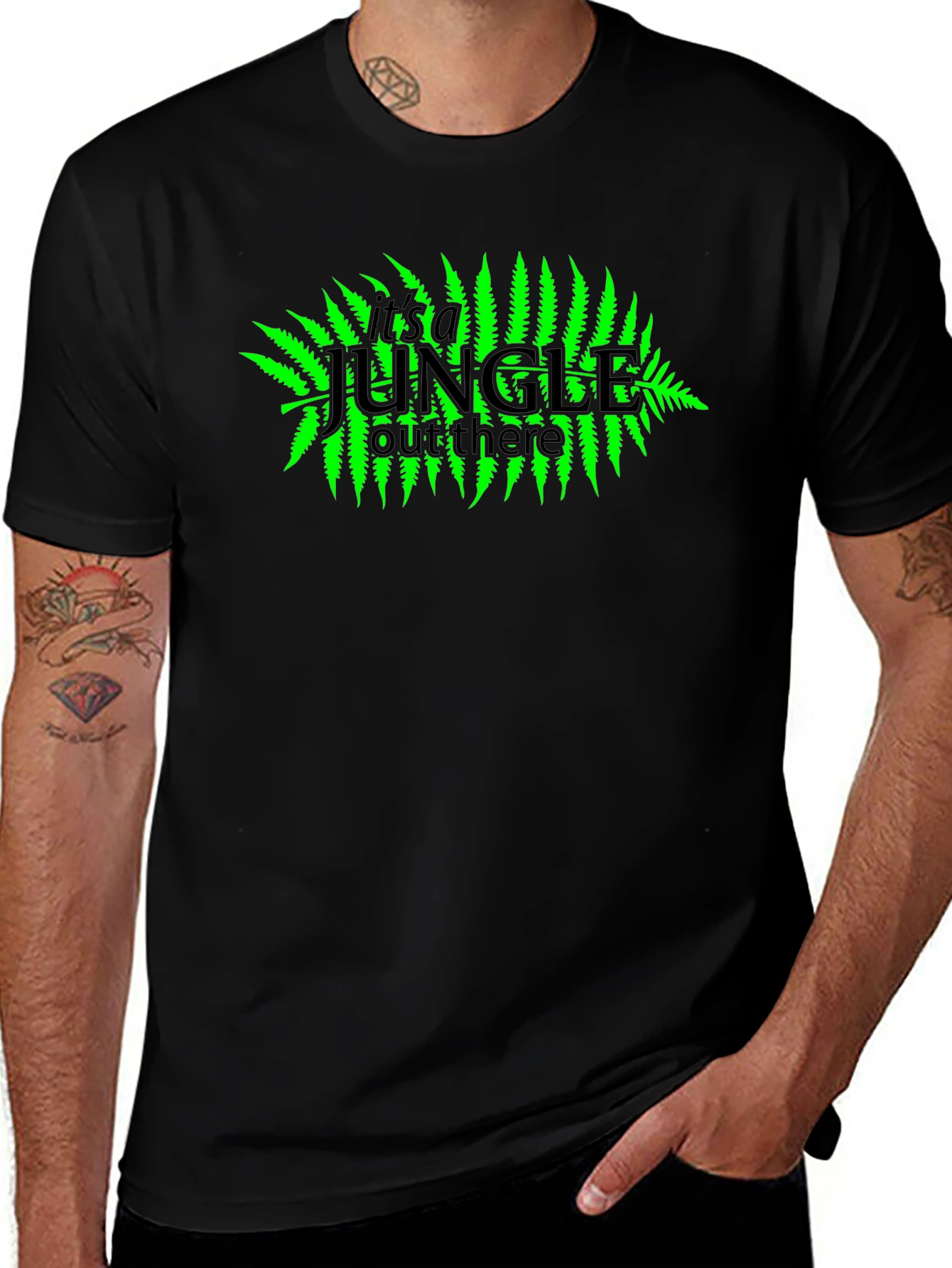 Jungle Graphic Tee - Black Cotton Blend