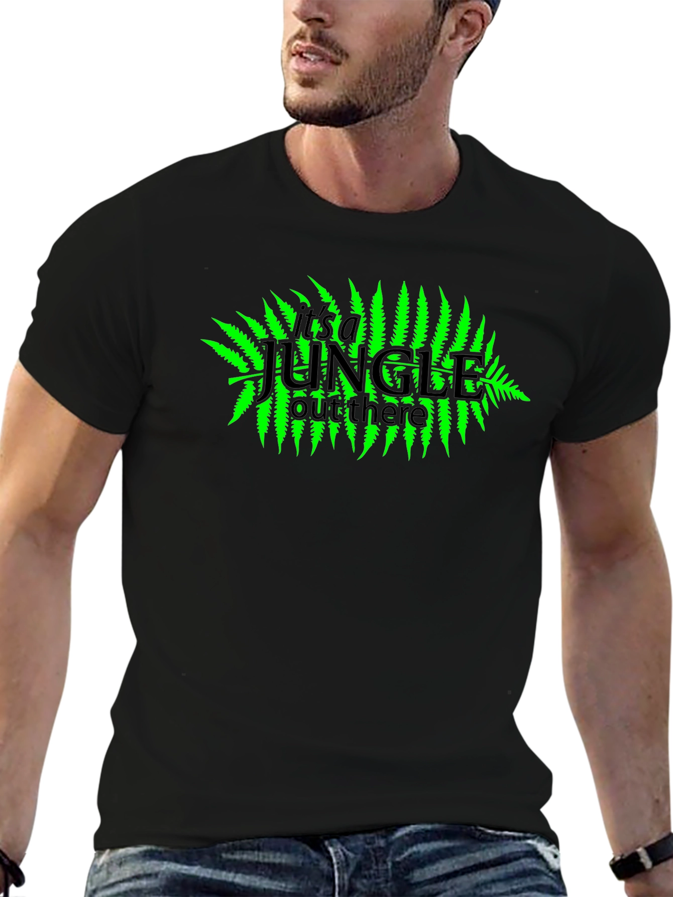 Jungle Graphic Tee - Black Cotton Blend