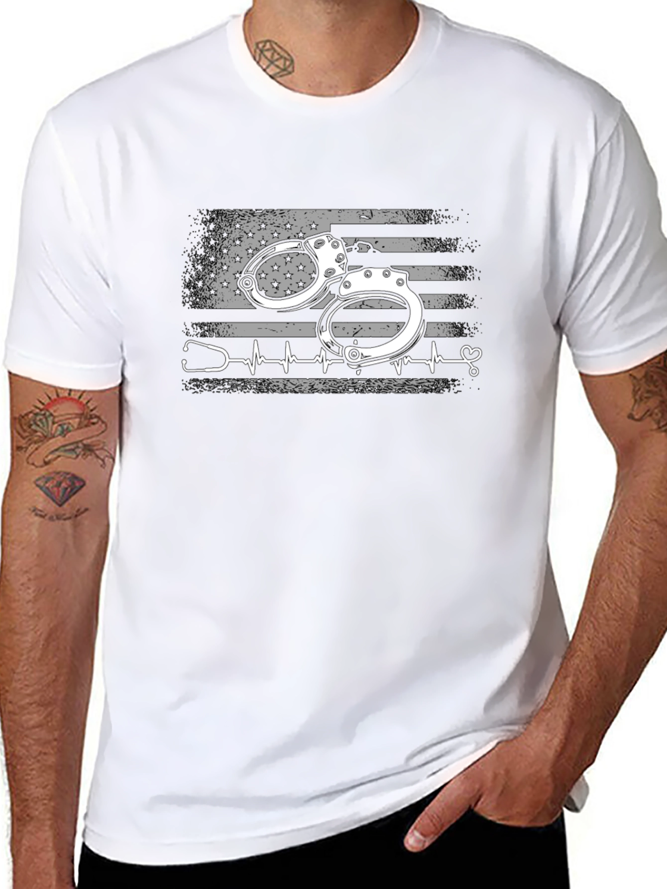 Nurse American Flag Handcuff T-Shirt