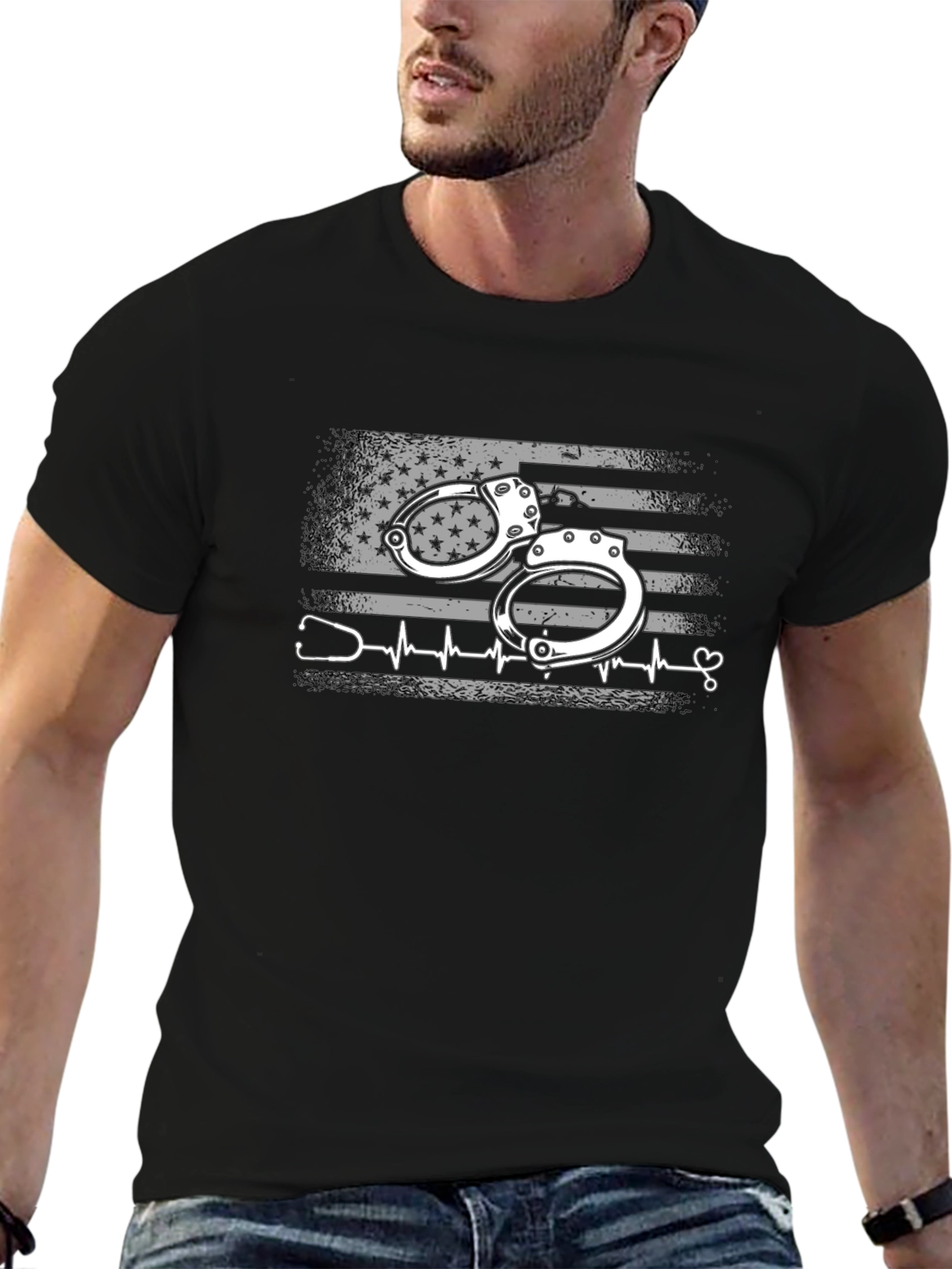 Nurse American Flag Handcuff T-Shirt