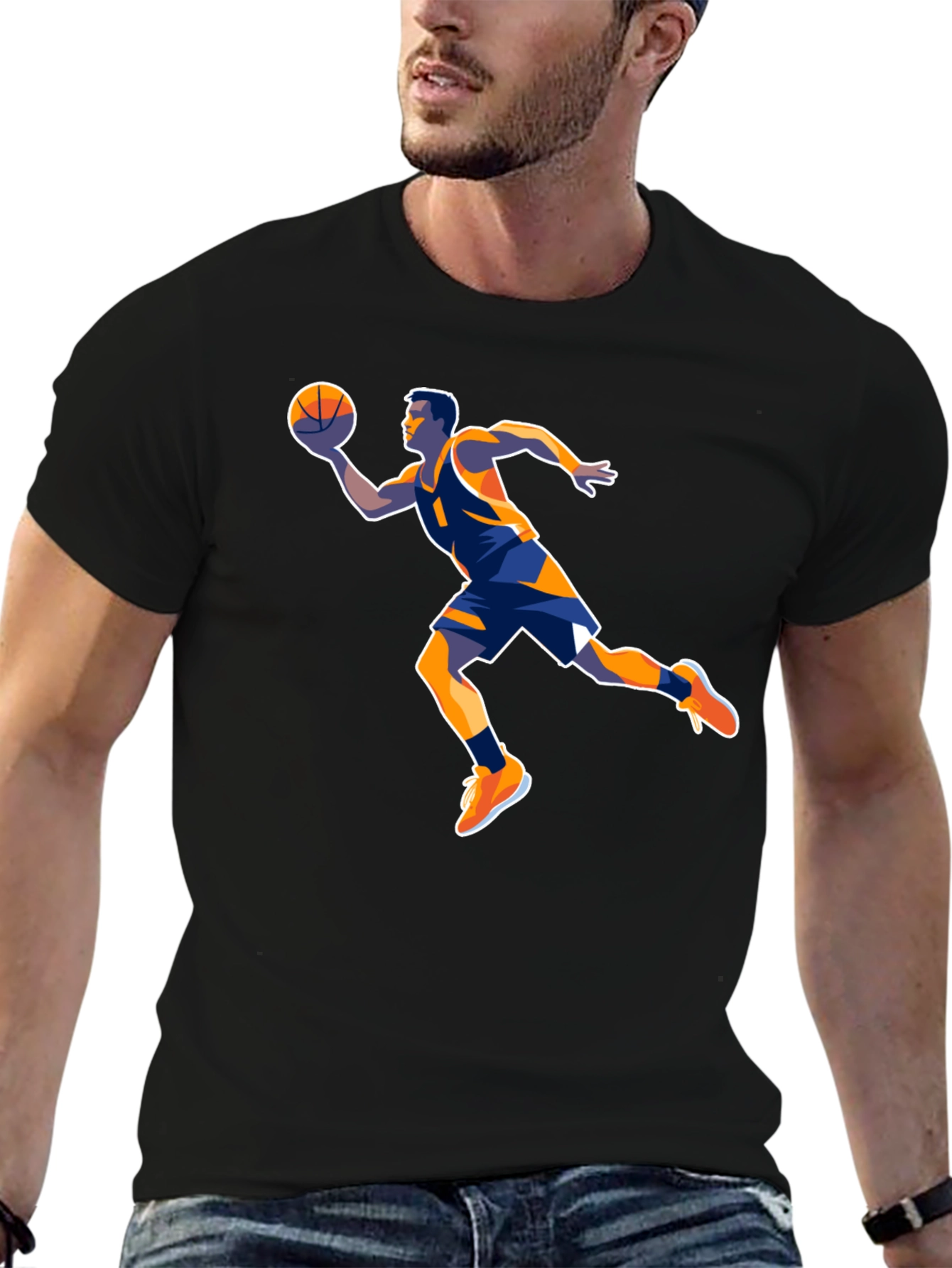 Basketball Player Graphic Tee - Black