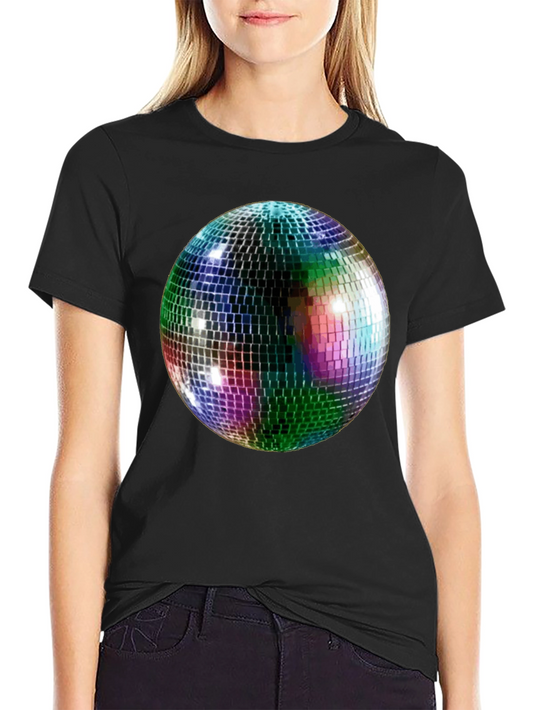 Disco Ball Graphic Tee - Black Short Sleeve T-Shirt