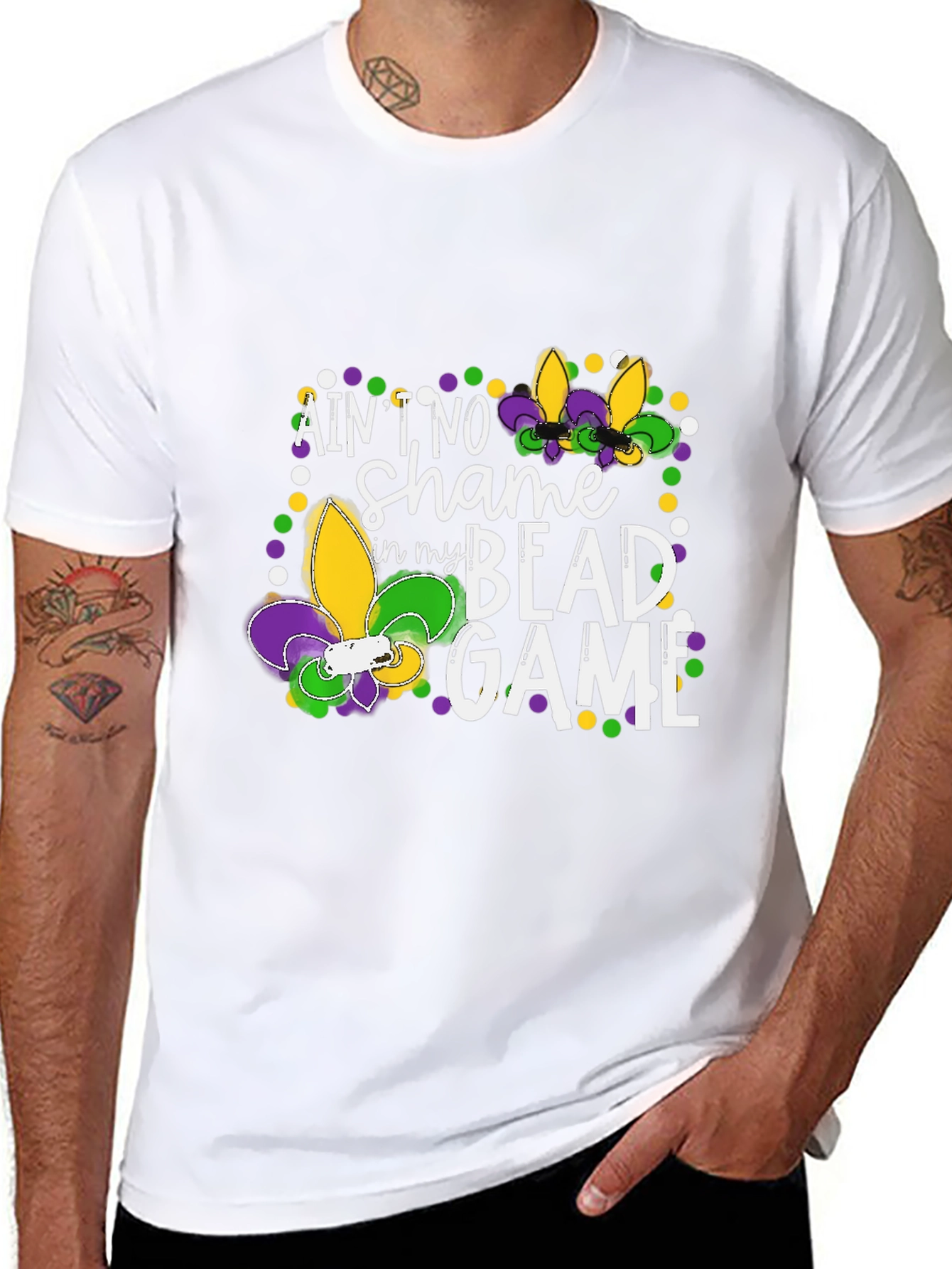 Mardi Gras Bead Game Graphic Tee