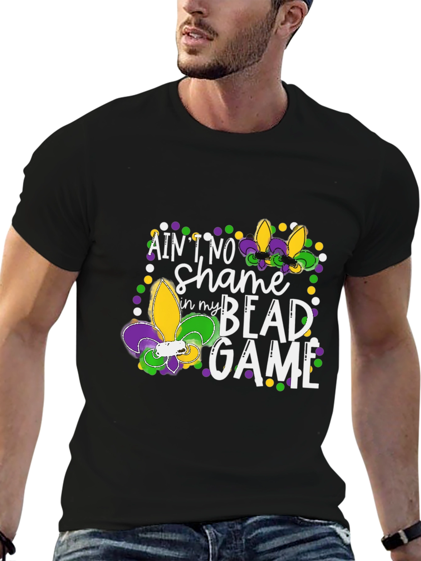 Mardi Gras Bead Game Graphic Tee