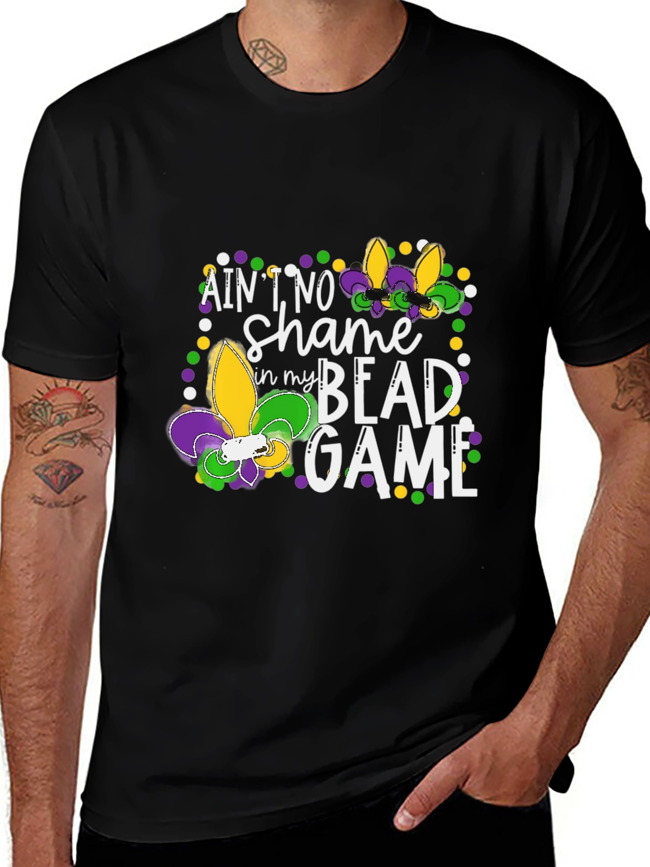 Mardi Gras Bead Game Graphic Tee