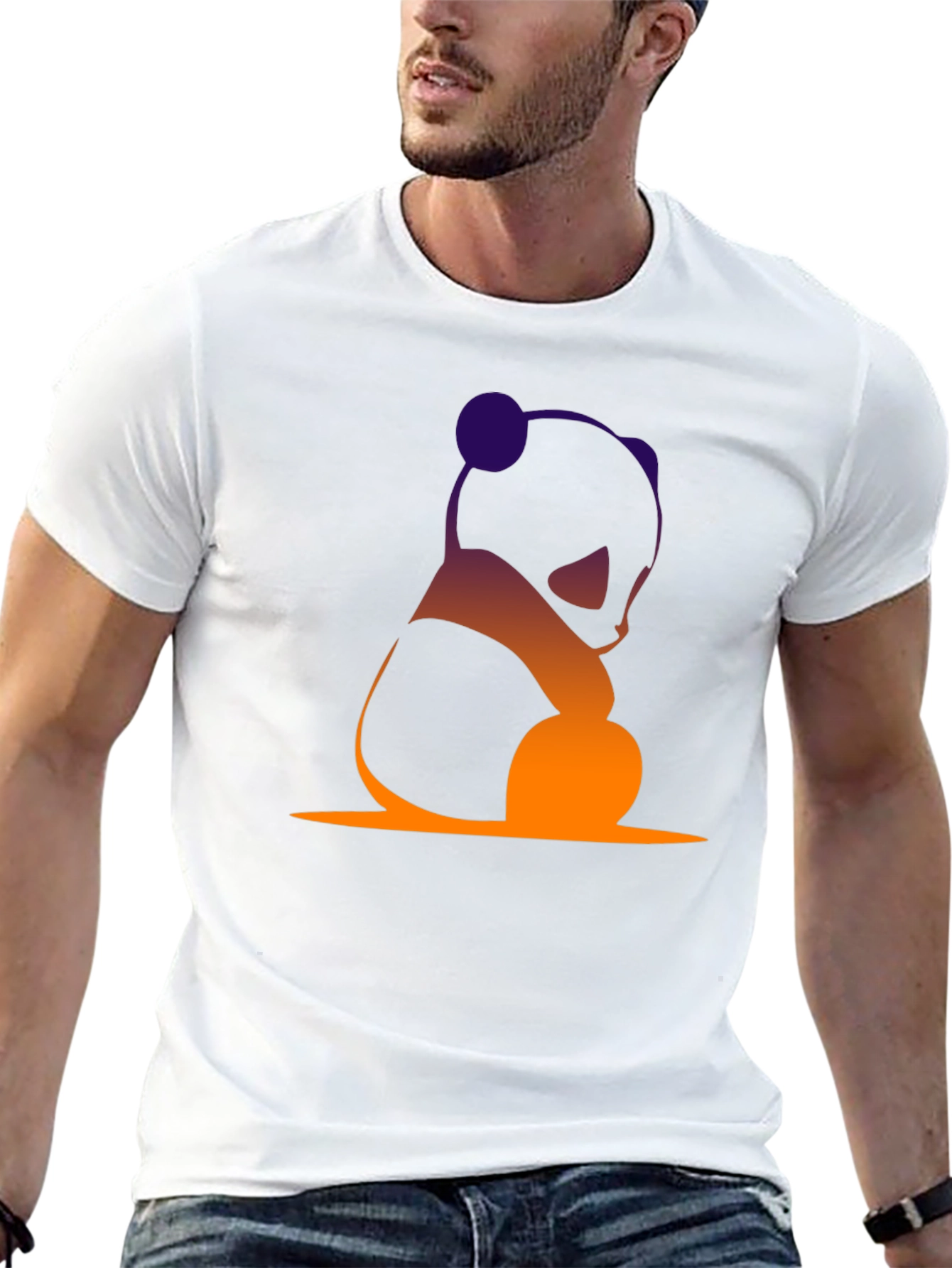 Gradient Panda Graphic Tee - Soft Black Shirt