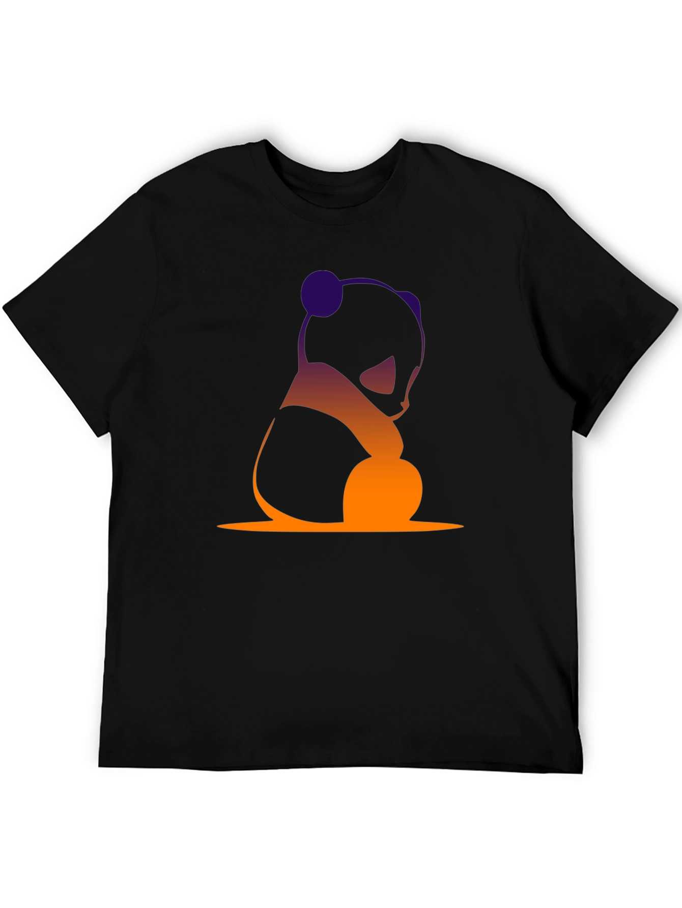 Gradient Panda Graphic Tee - Soft Black Shirt