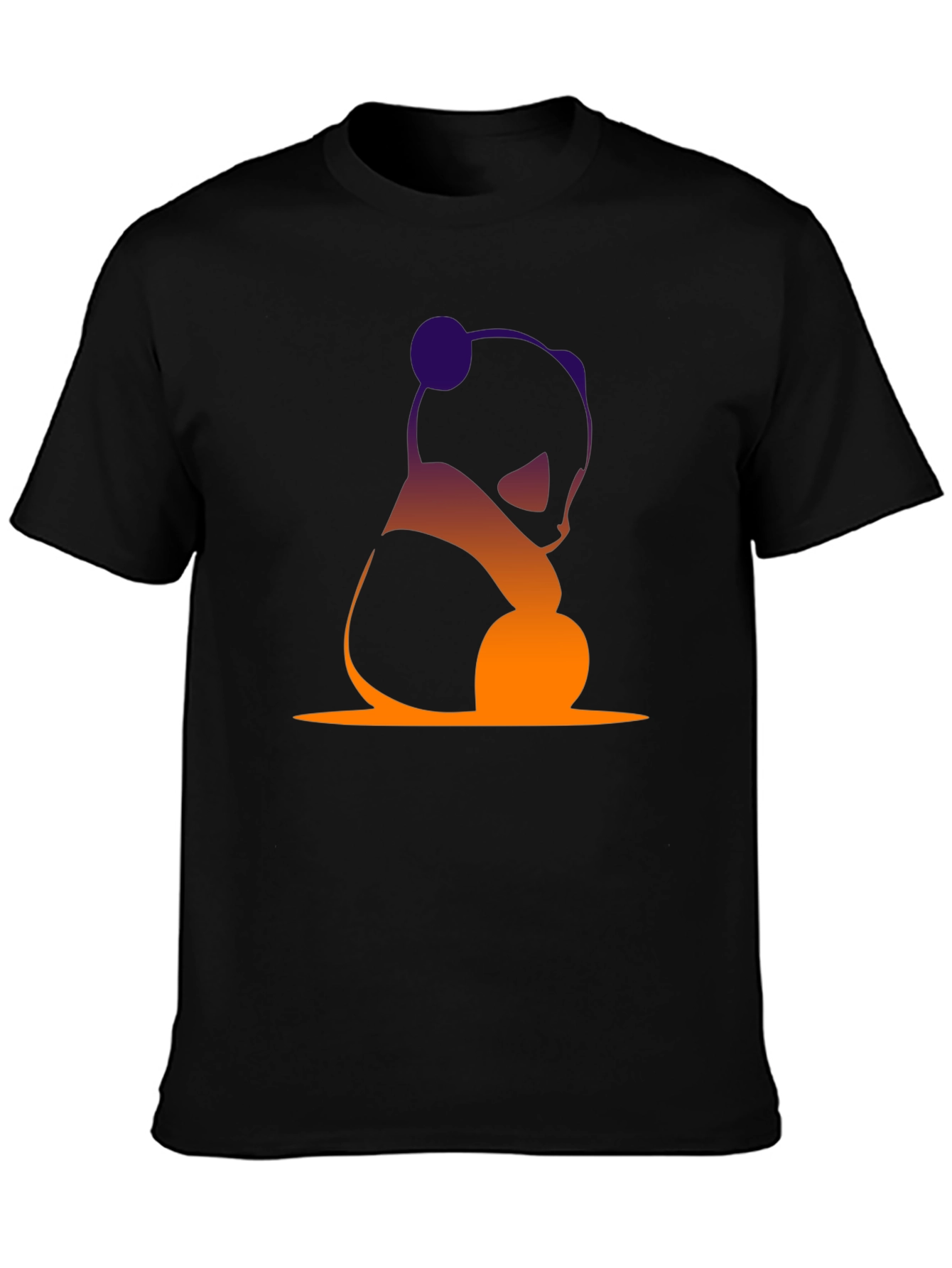 Gradient Panda Graphic Tee - Soft Black Shirt