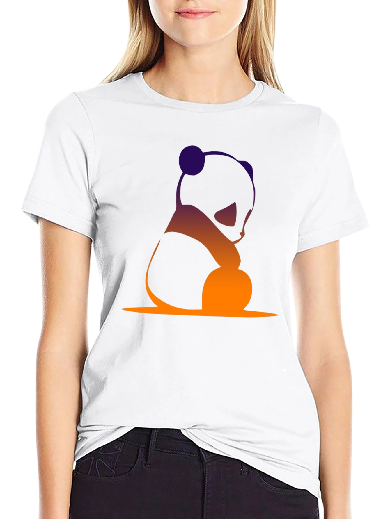 Gradient Panda Graphic Tee - Soft Black Shirt
