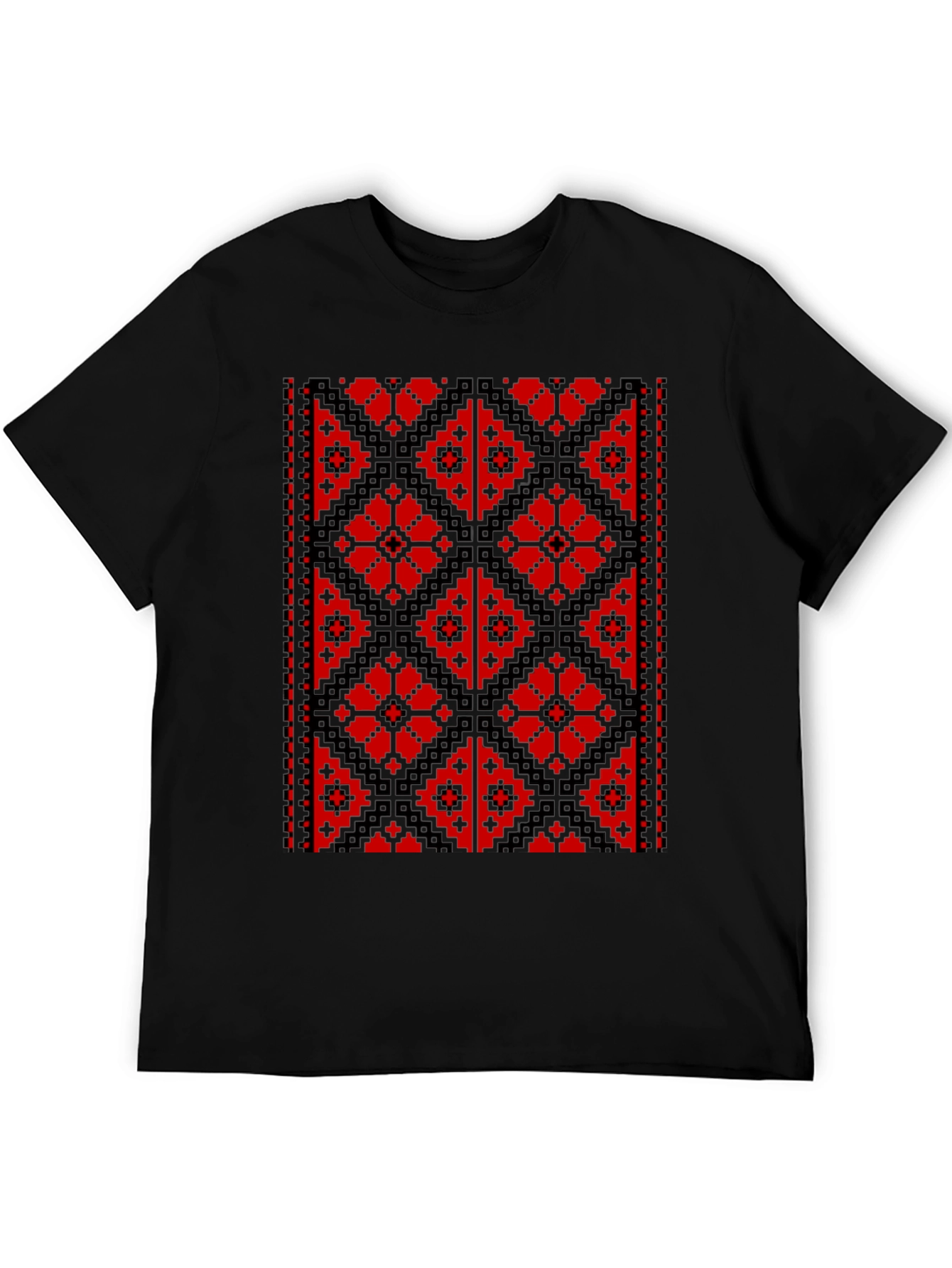 Embroidered Pixel Art Black T-Shirt