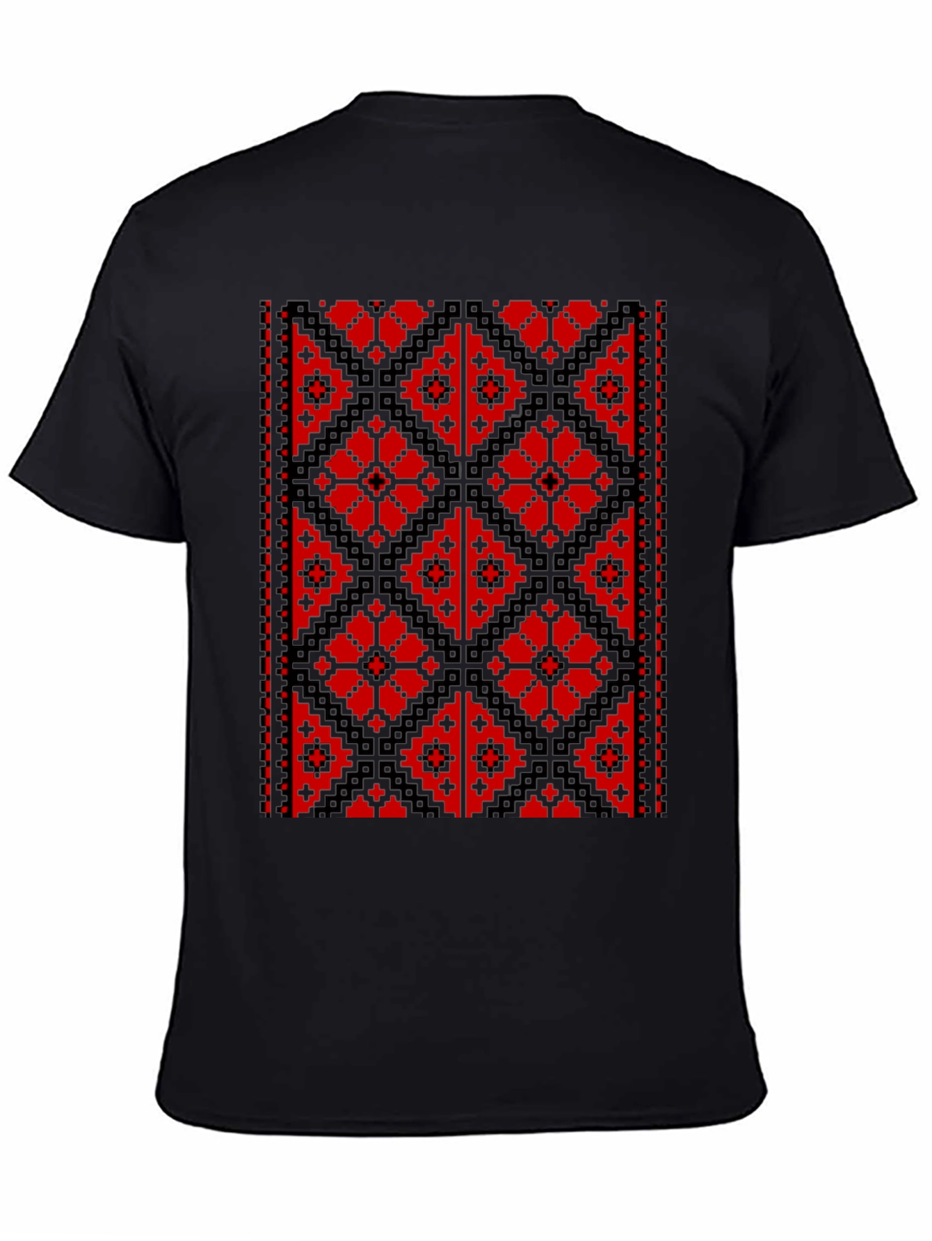Embroidered Pixel Art Black T-Shirt