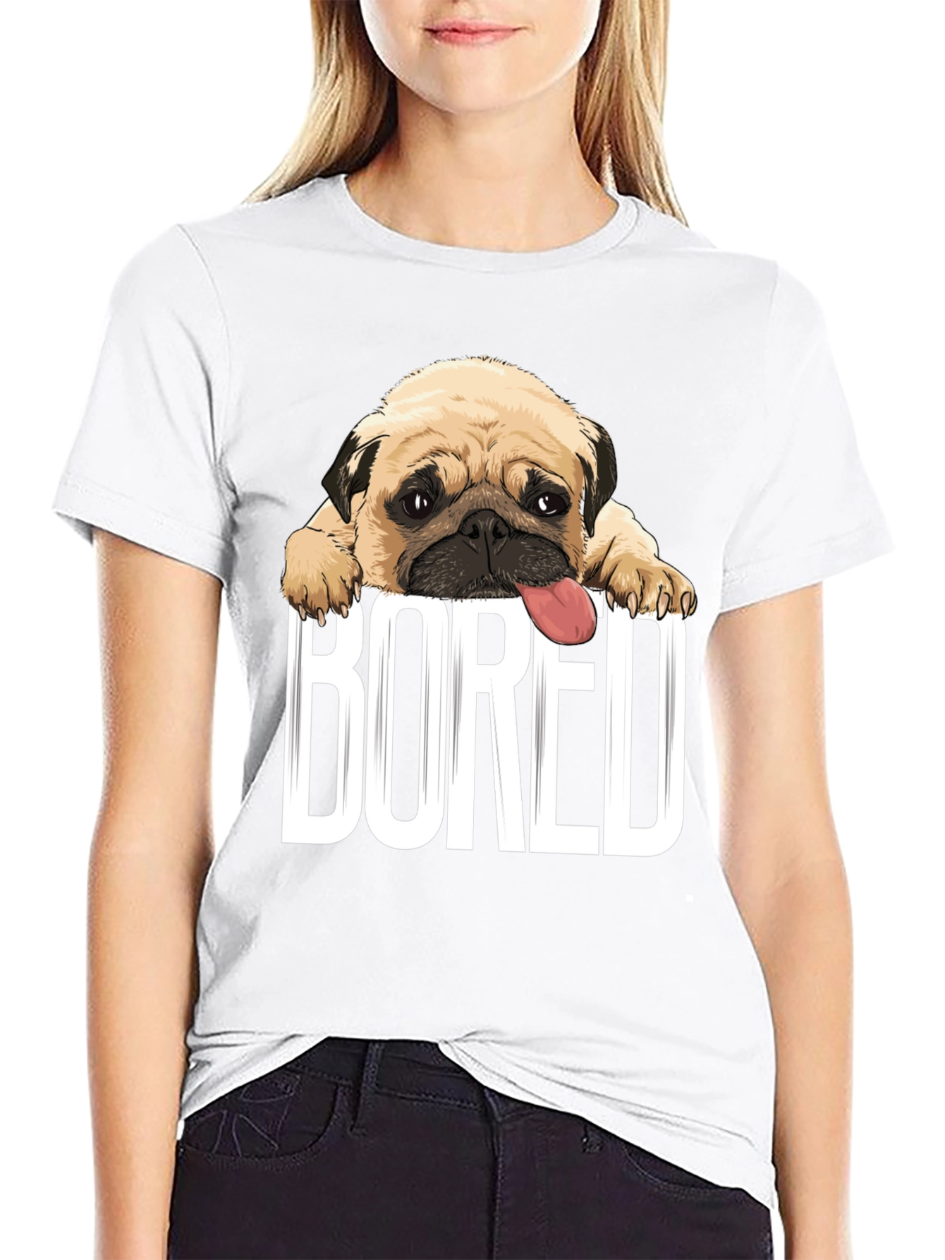 Bored Pug Graphic T-Shirt