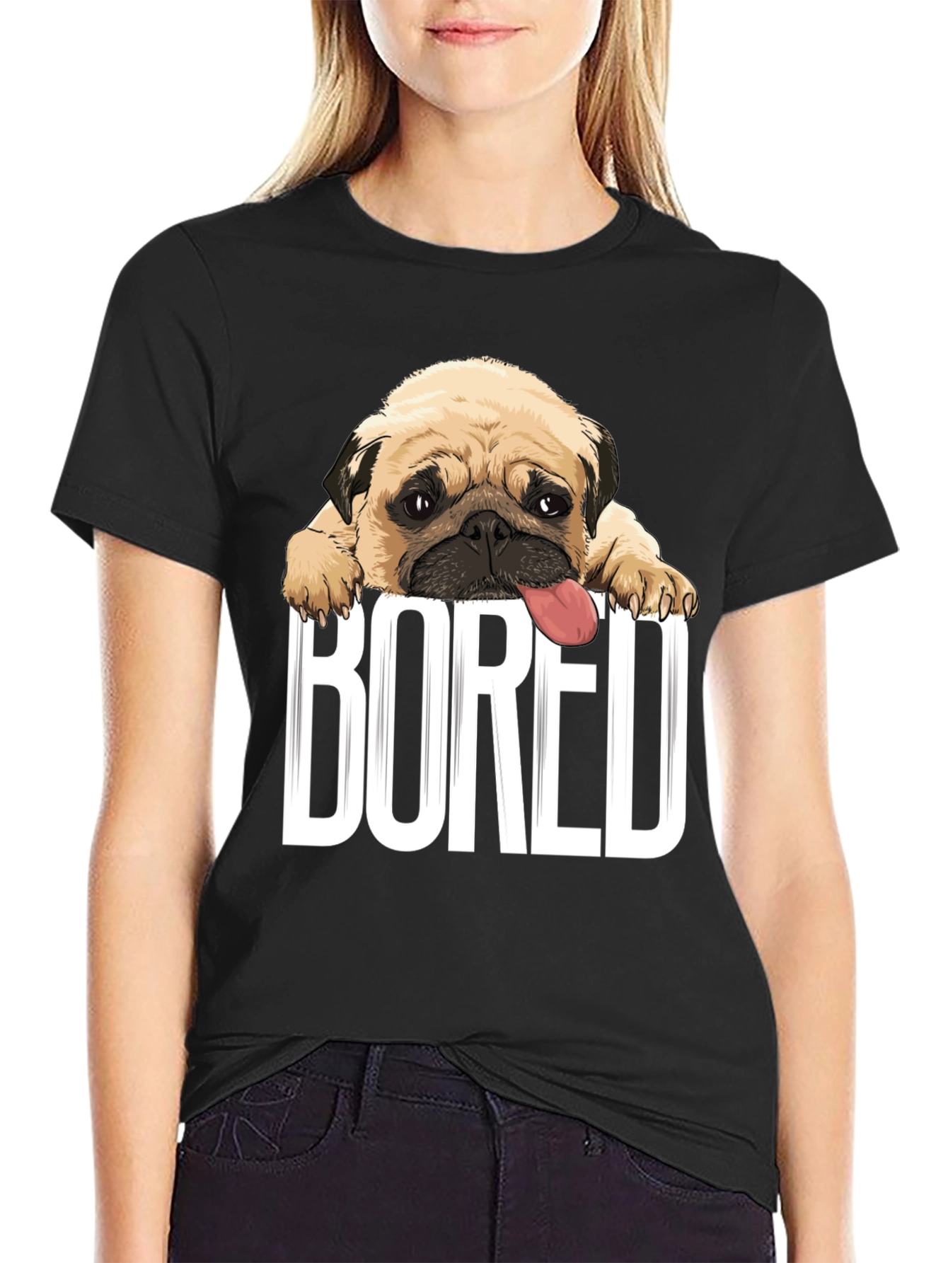 Bored Pug Graphic T-Shirt