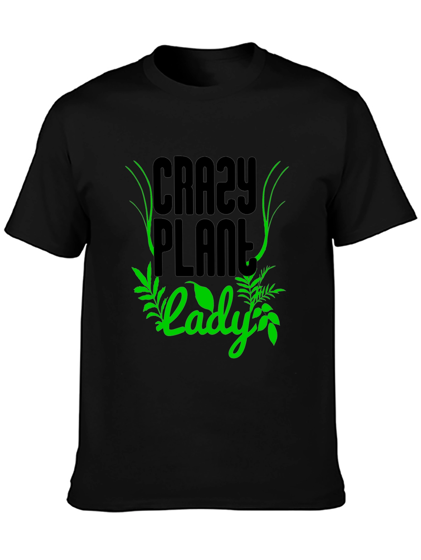 Crazy Plant Lady Graphic T-Shirt - Black Cotton Tee