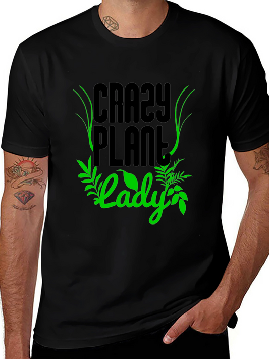 Crazy Plant Lady Graphic T-Shirt - Black Cotton Tee