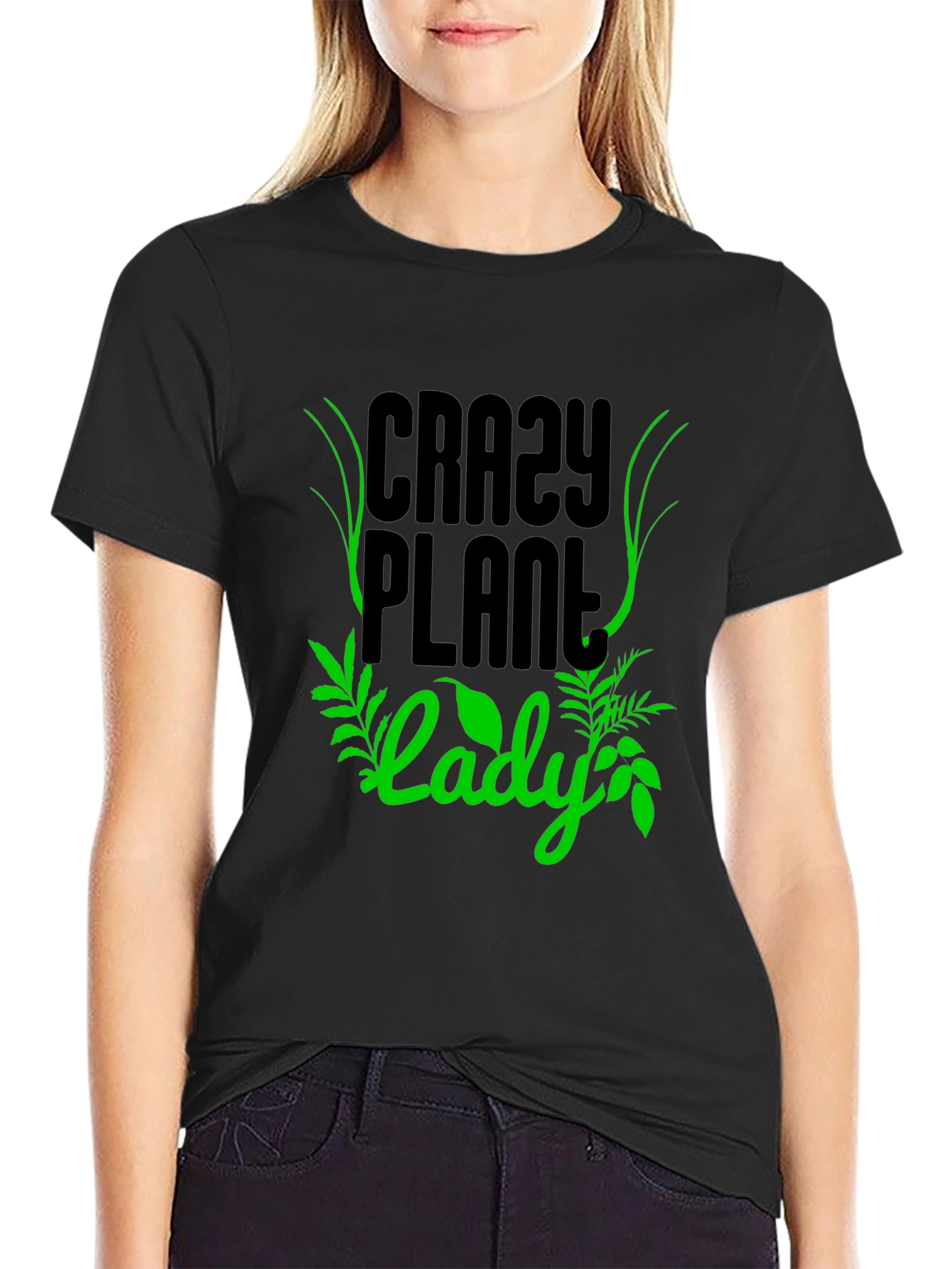 Crazy Plant Lady Graphic T-Shirt - Black Cotton Tee