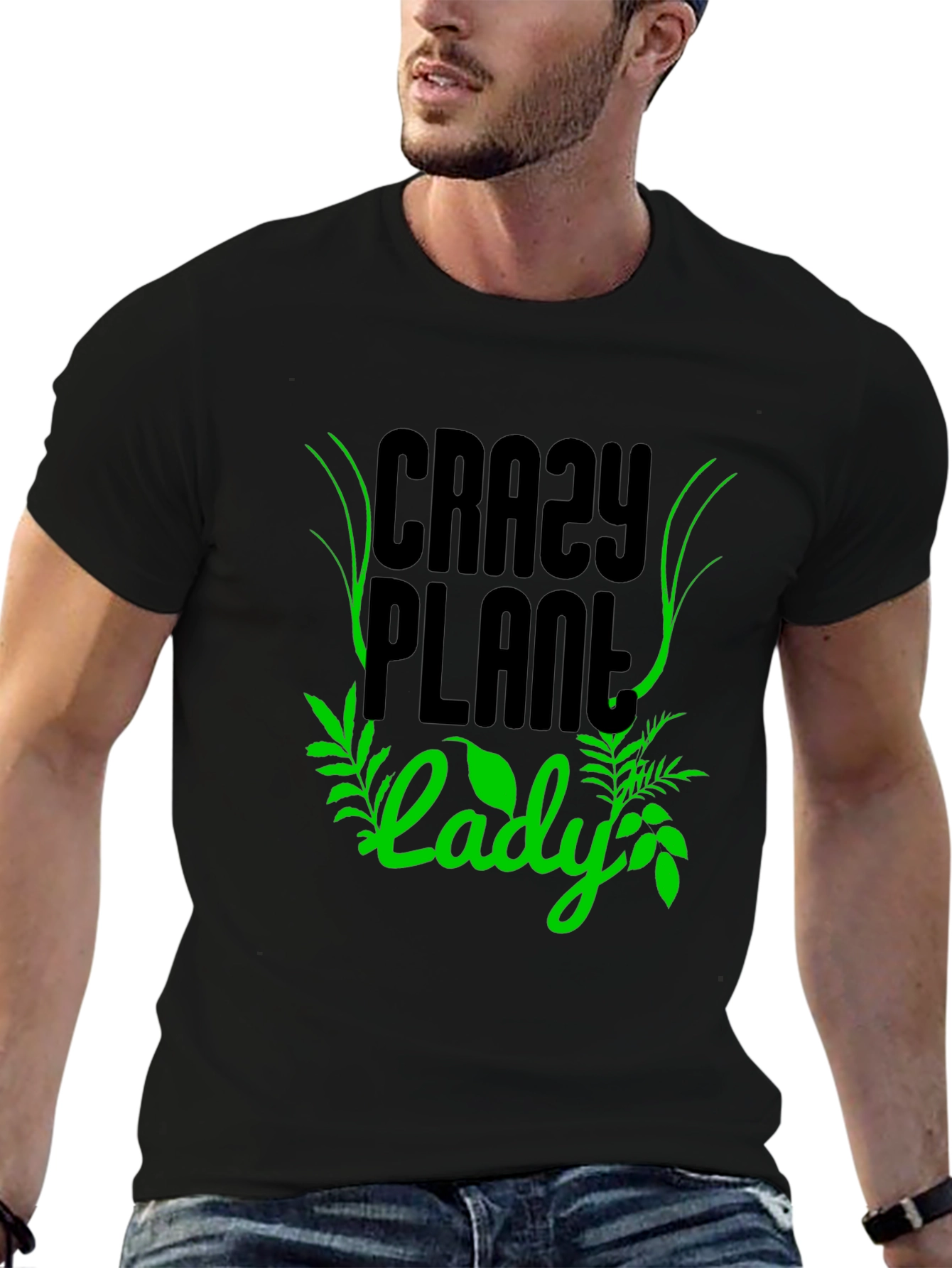 Crazy Plant Lady Graphic T-Shirt - Black Cotton Tee