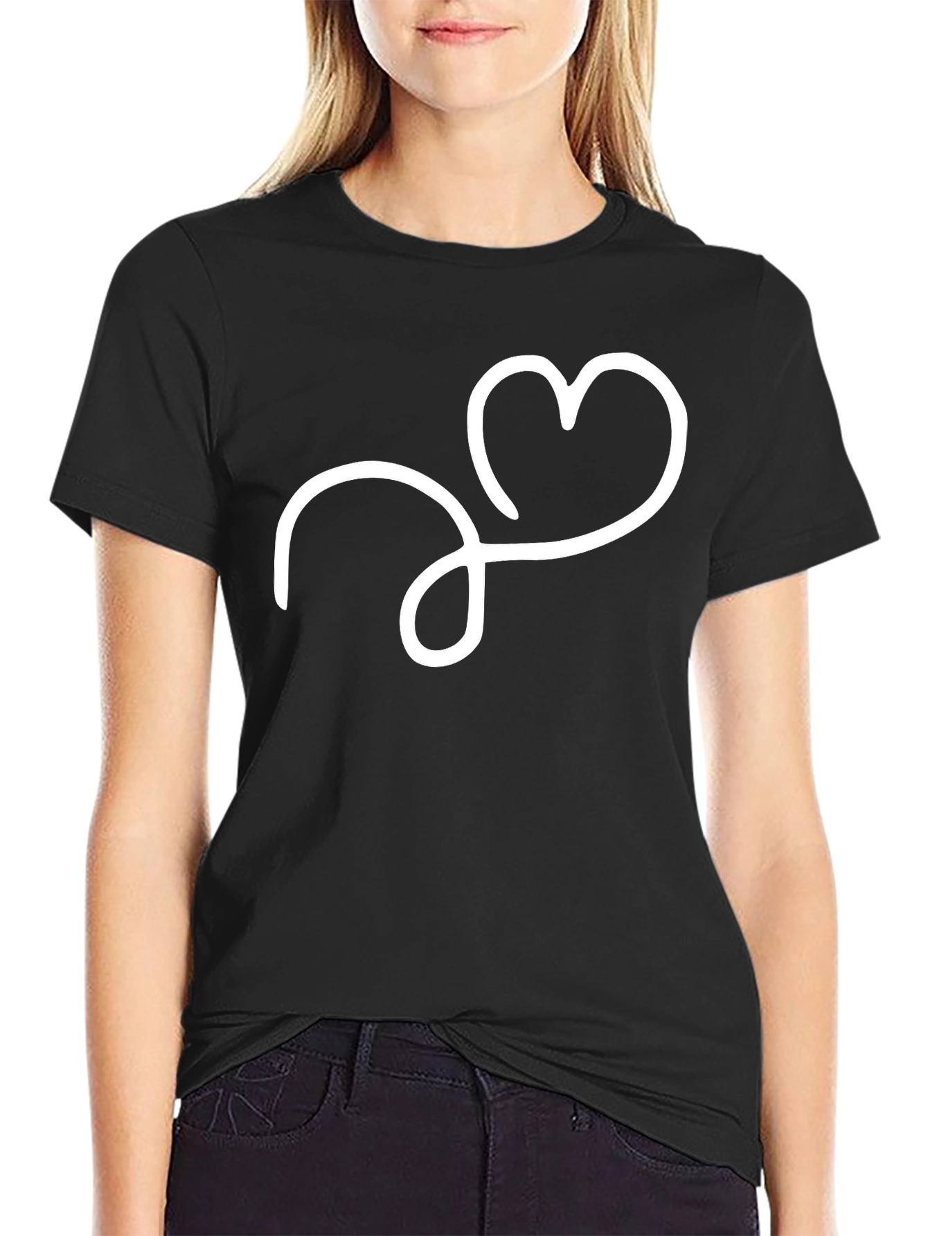 Heart Loop Graphic Tee - Stylish Black T-Shirt