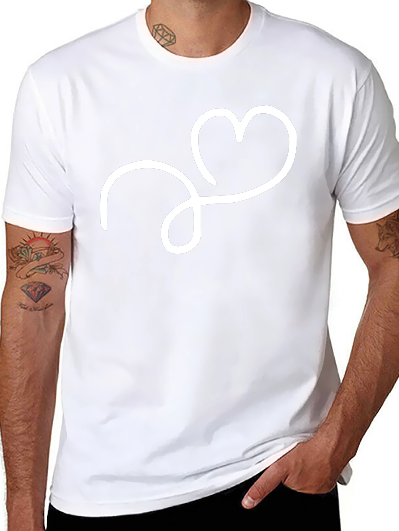 Heart Loop Graphic Tee - Stylish Black T-Shirt