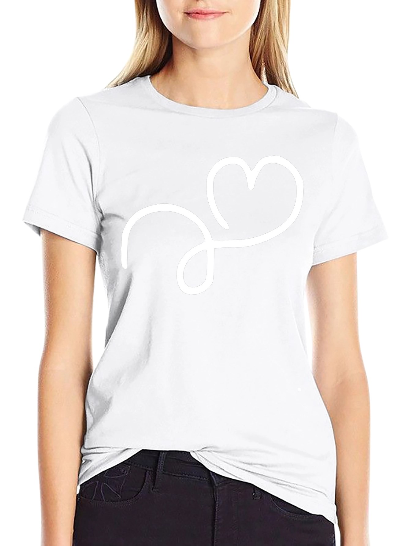 Heart Loop Graphic Tee - Stylish Black T-Shirt