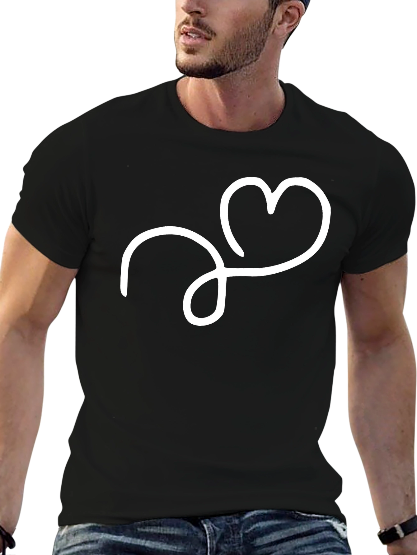Heart Loop Graphic Tee - Stylish Black T-Shirt
