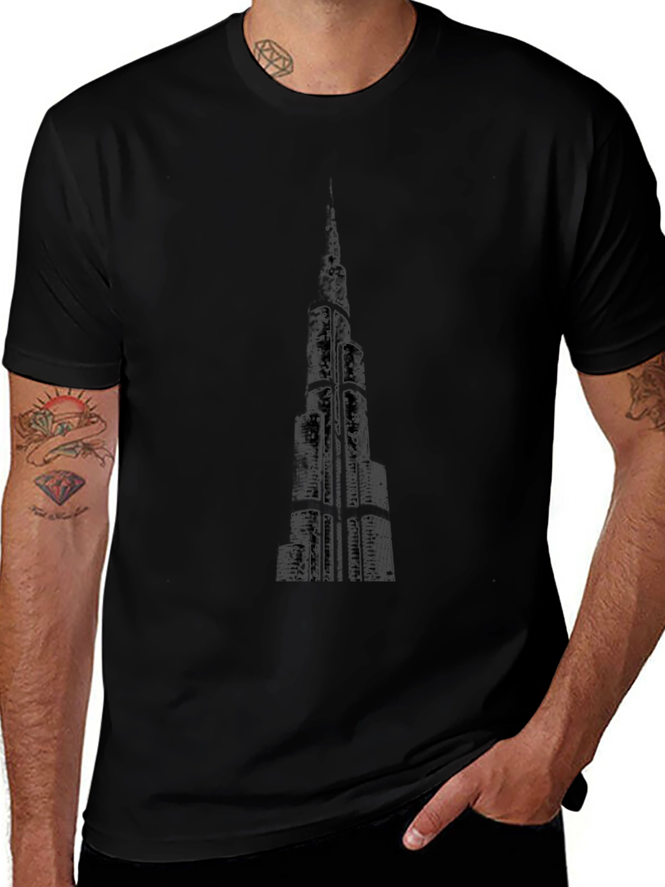 Black Skyscraper Graphic T-Shirt