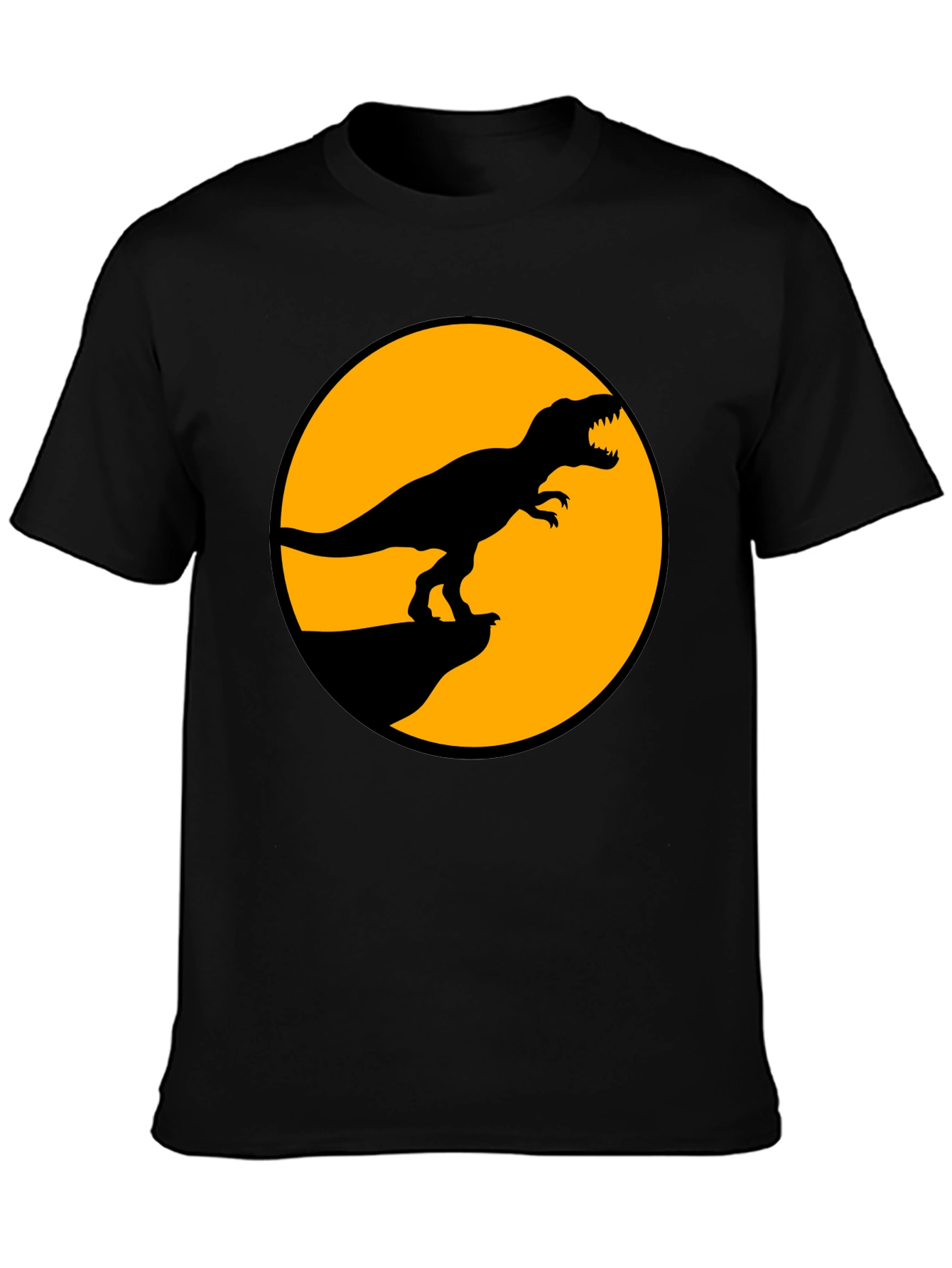 Dinosaur Graphic Tee - Black T-Rex Circle Design