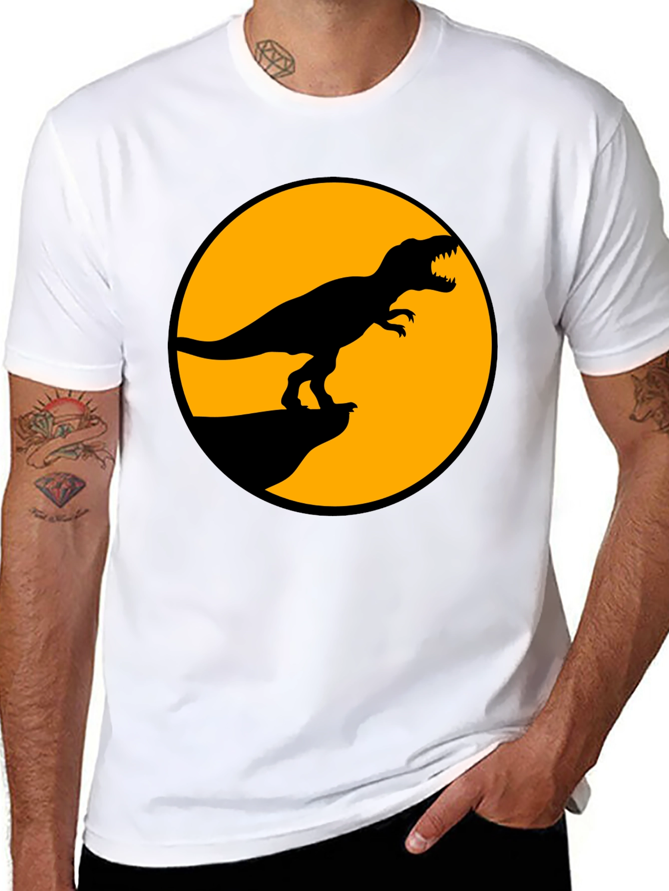 Dinosaur Graphic Tee - Black T-Rex Circle Design