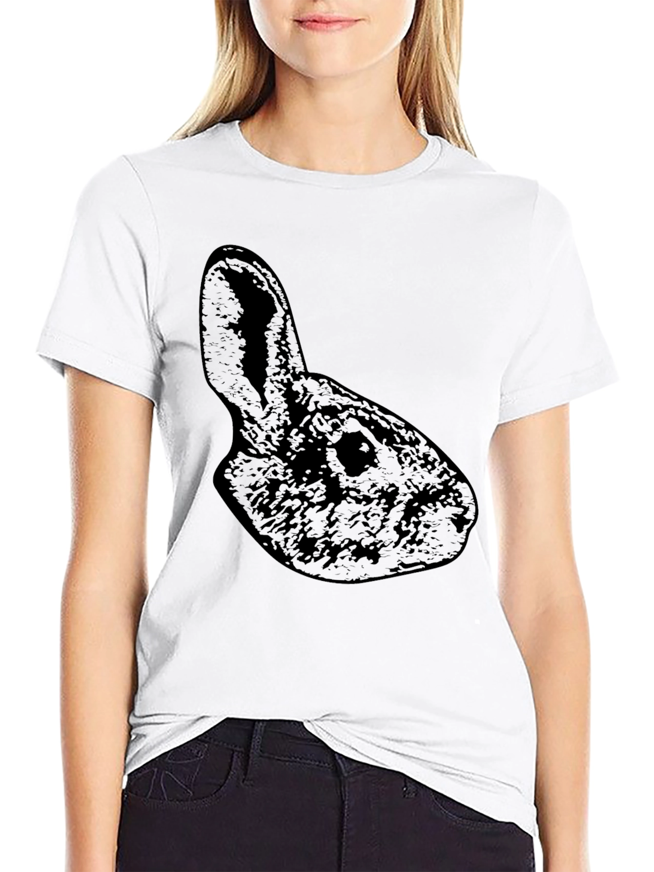 Black Rabbit Silhouette Graphic T-Shirt