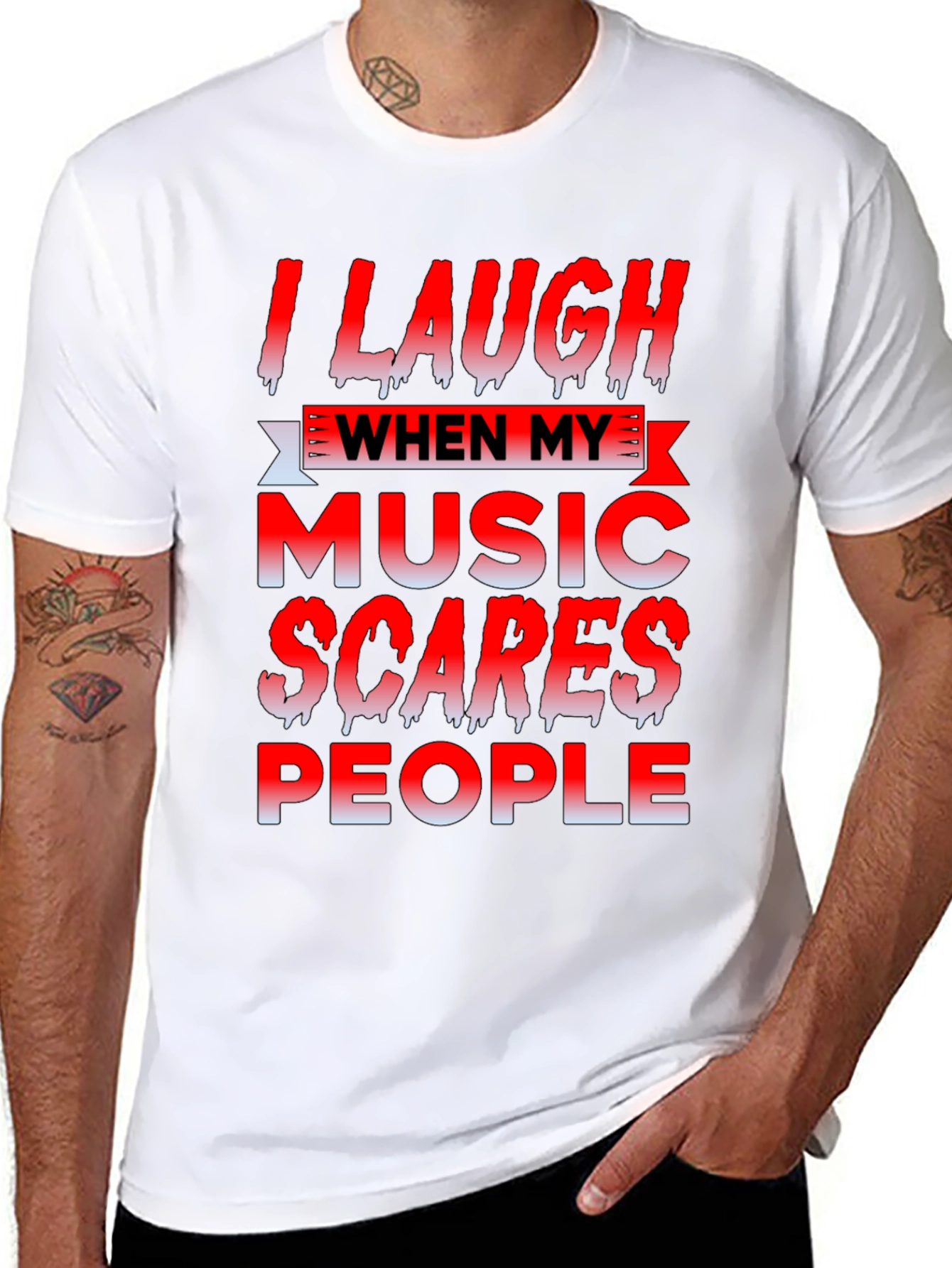 I Laugh When My Music Scares People Black T-Shirt