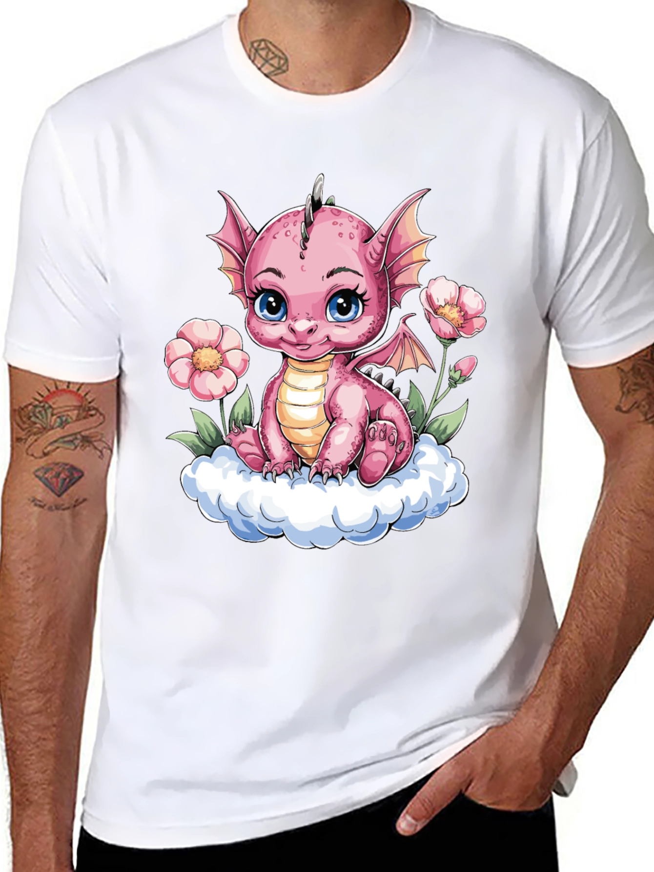 Cute Dragon T-Shirt - Pink Dragon on Cloud