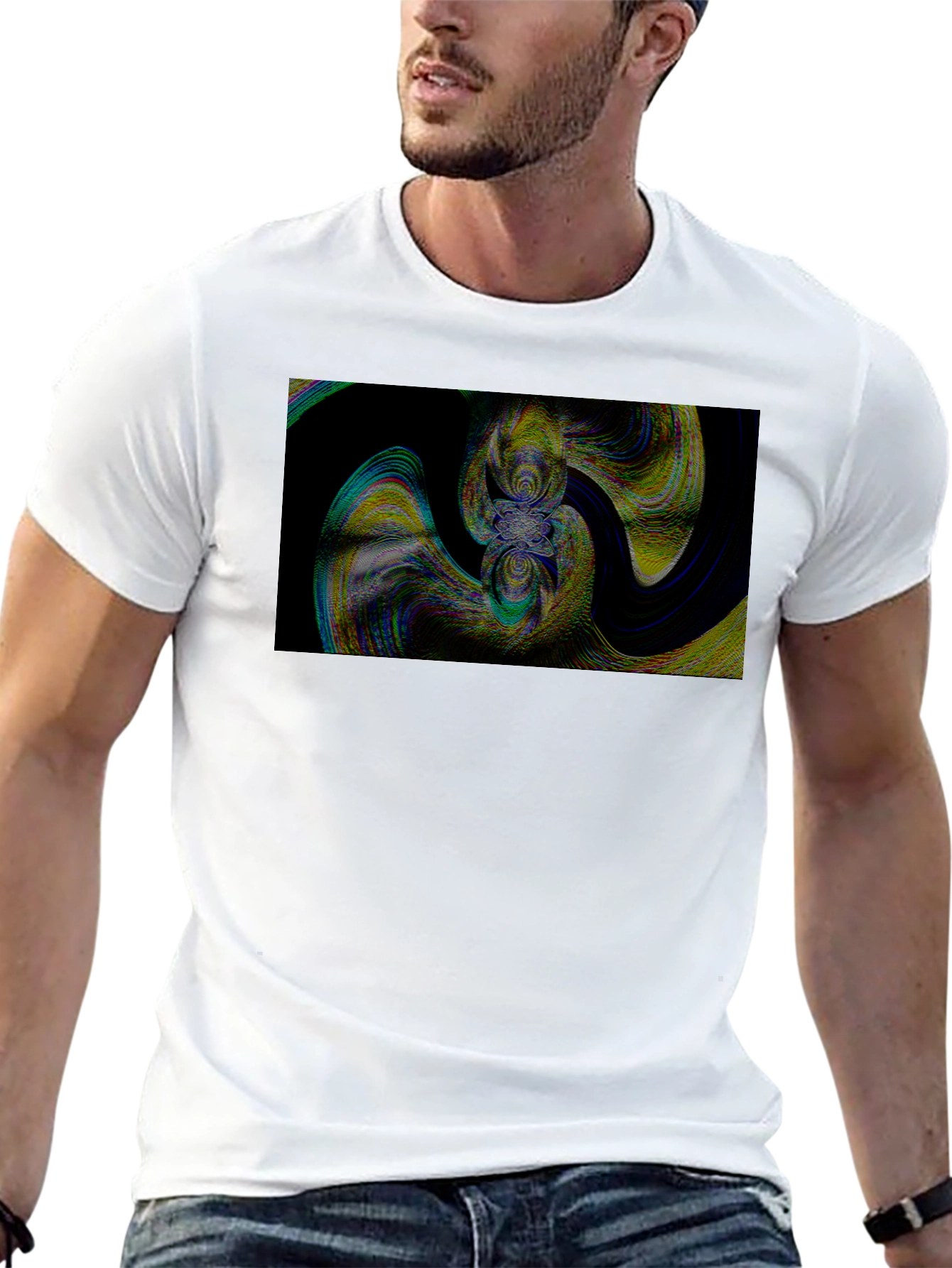 Abstract Swirl Graphic Black T-Shirt