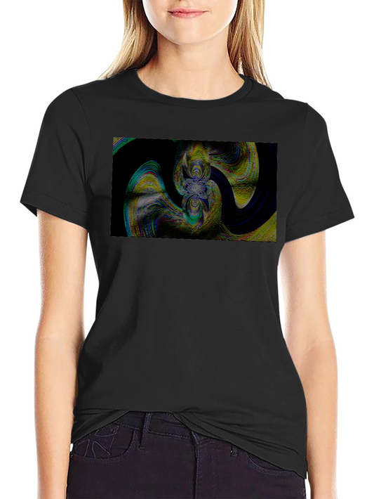 Abstract Swirl Graphic Black T-Shirt