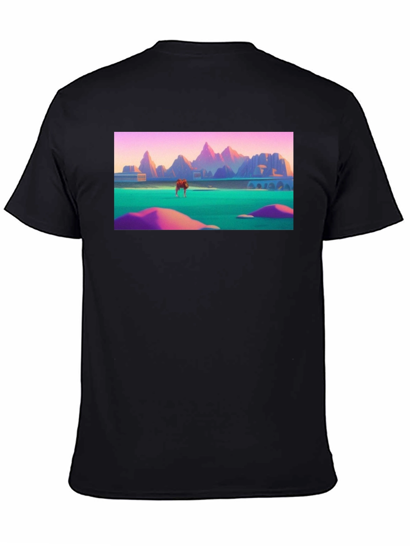 Surreal Landscape Black Cotton Tee