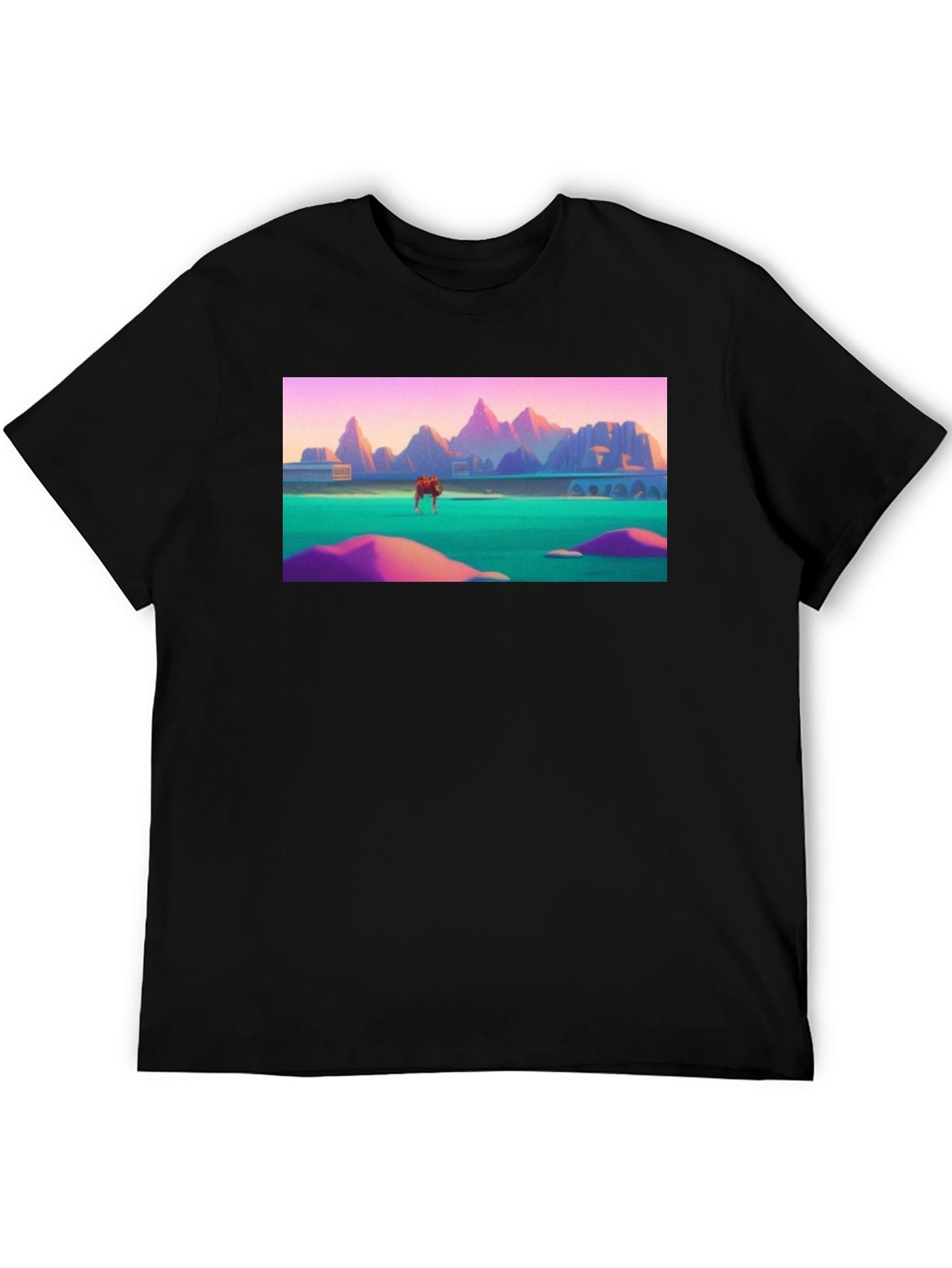 Surreal Landscape Black Cotton Tee