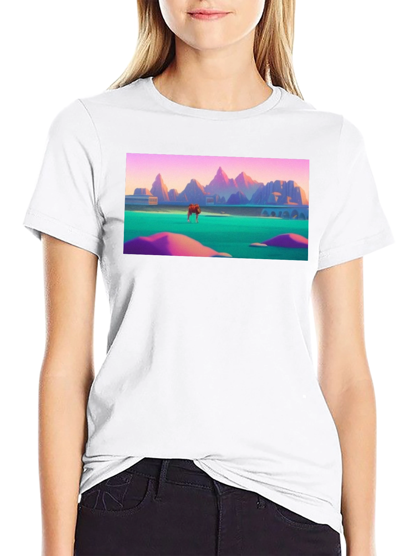 Surreal Landscape Black Cotton Tee