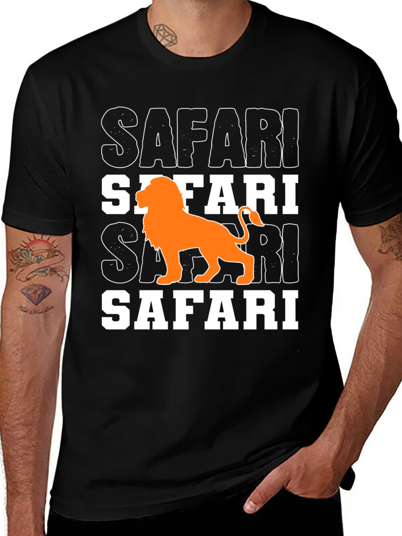 Safari Lion Graphic T-Shirt - Mens Black Tee