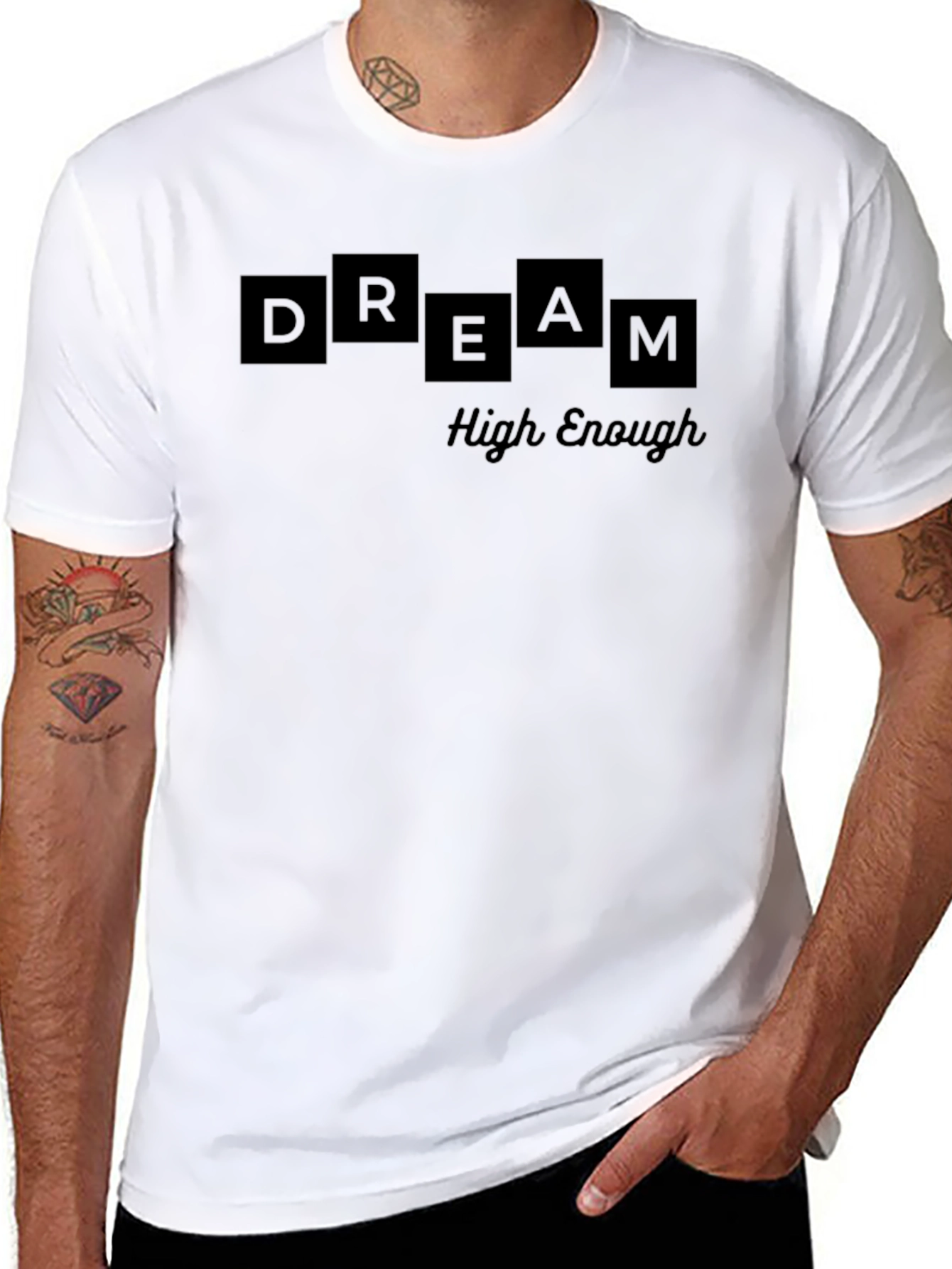 Dream High Enough Black Graphic Tee