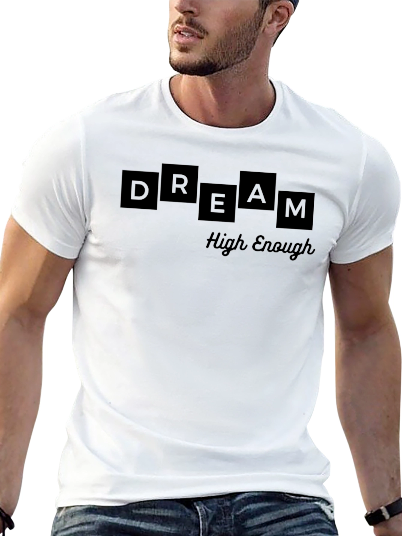 Dream High Enough Black Graphic Tee
