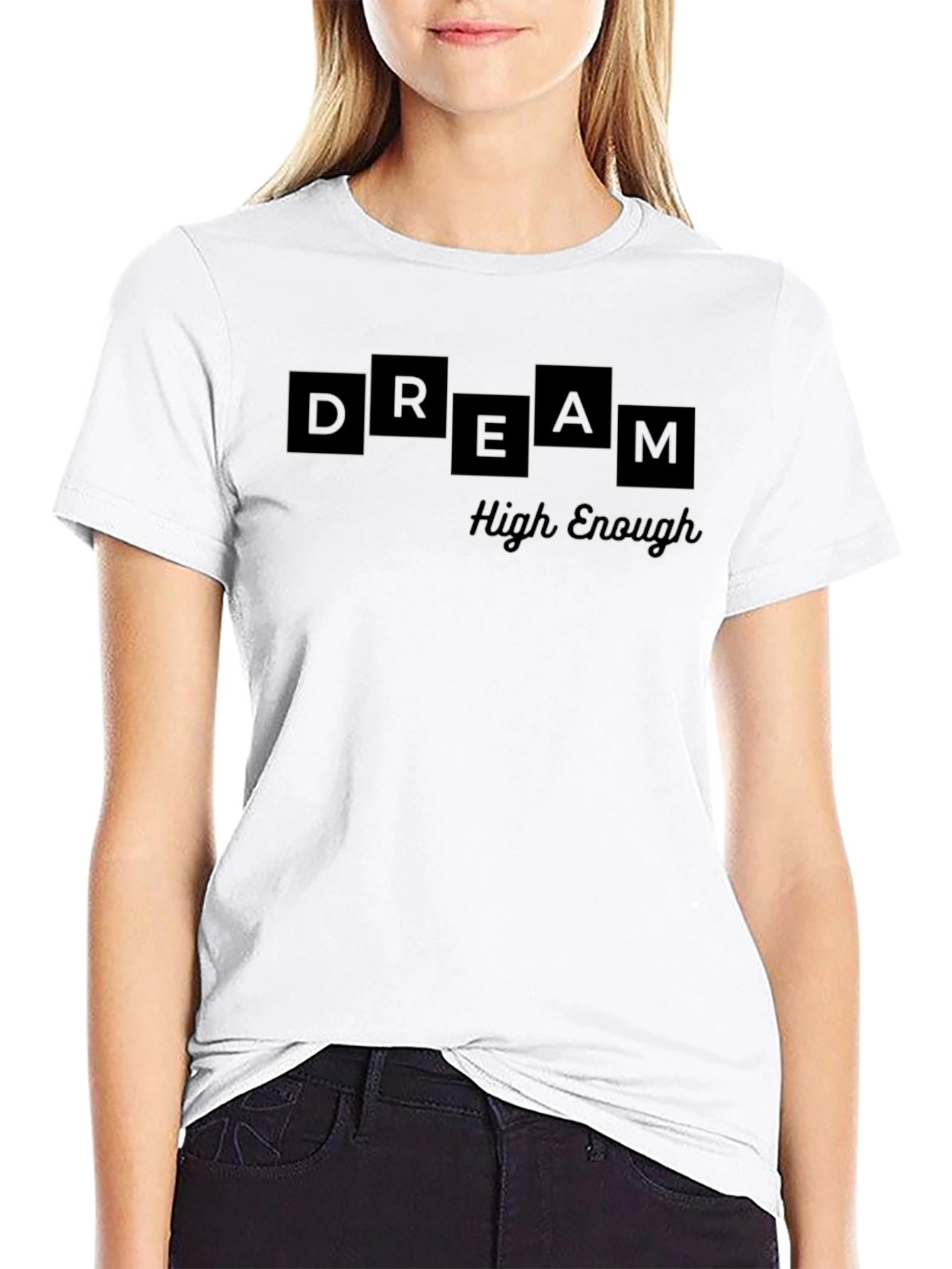Dream High Enough Black Graphic Tee