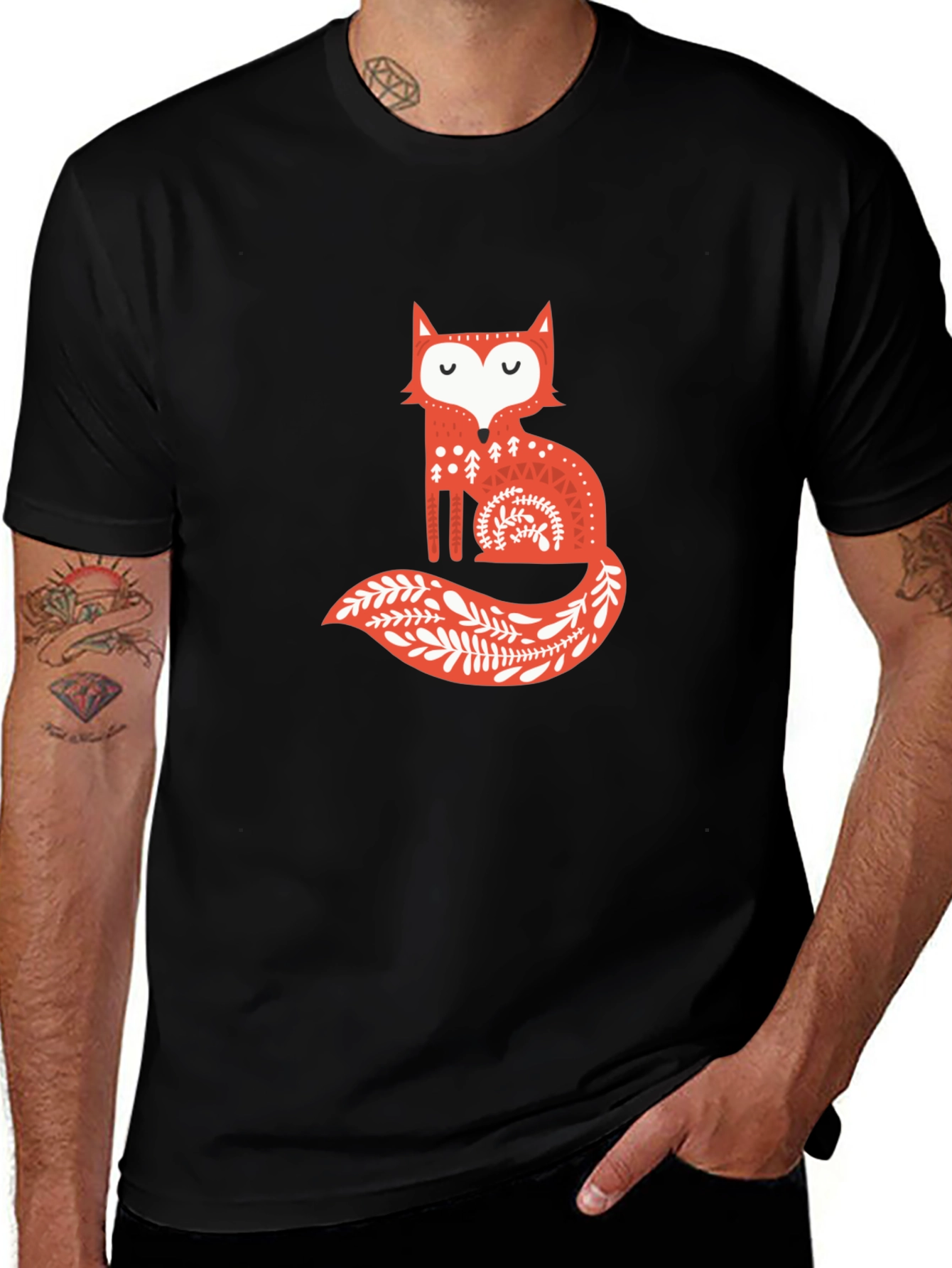 Fox Graphic Tee - Stylish Black T-Shirt