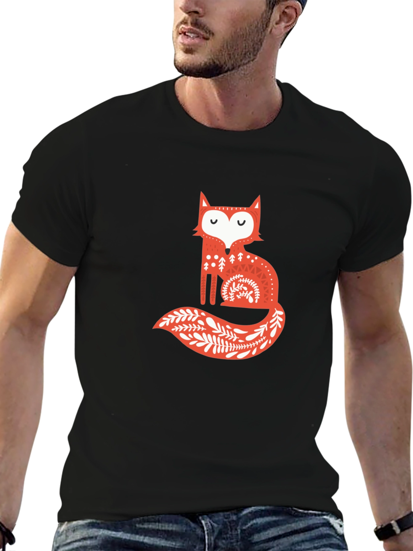 Fox Graphic Tee - Stylish Black T-Shirt