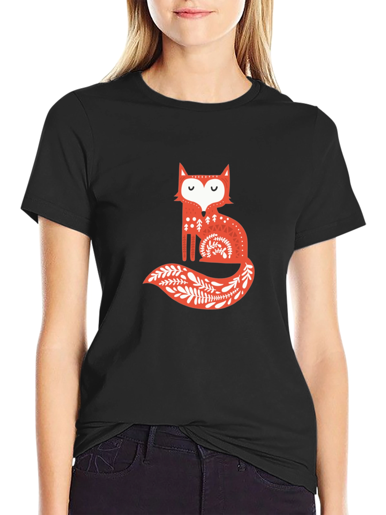 Fox Graphic Tee - Stylish Black T-Shirt
