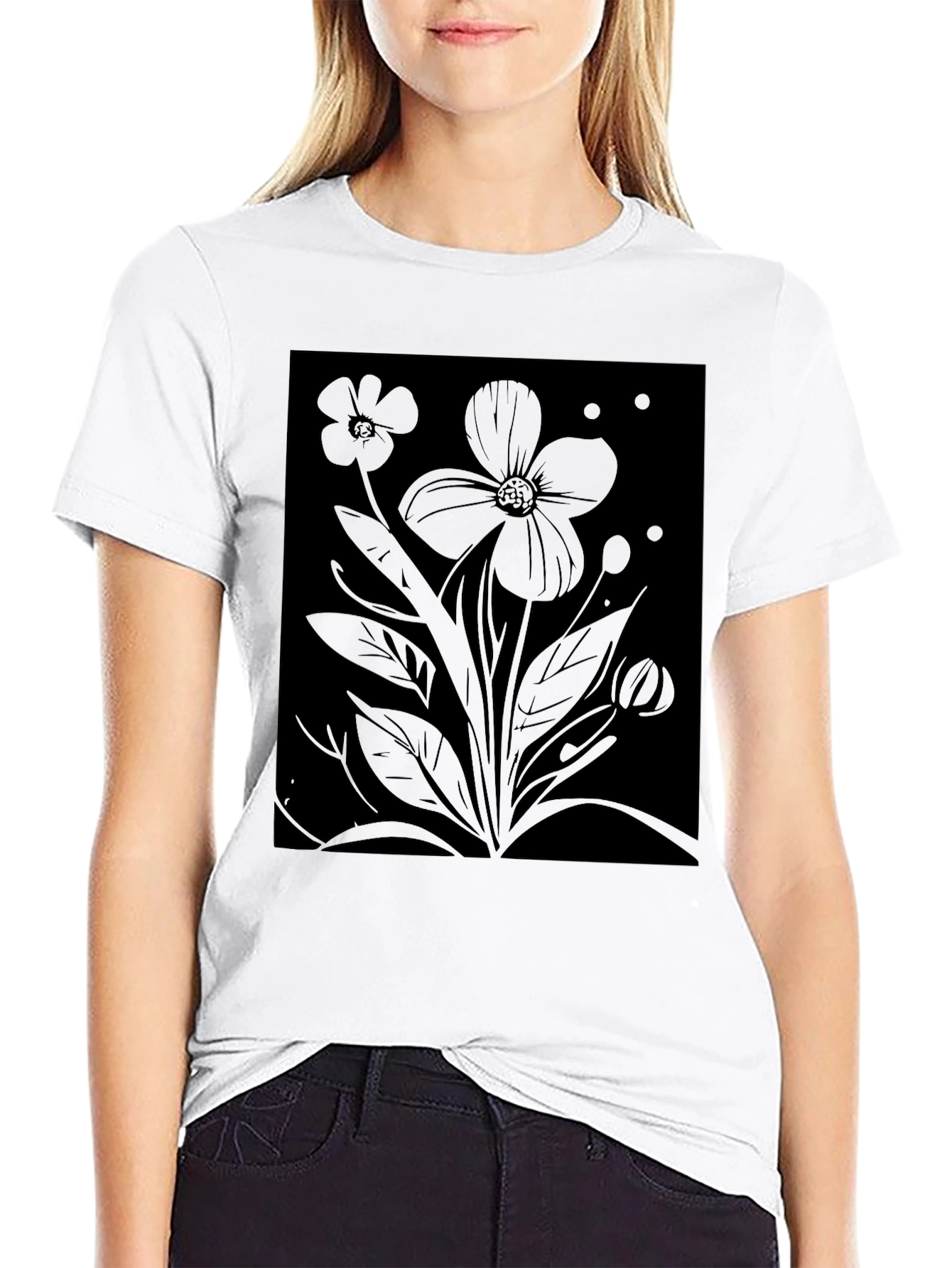 Black Floral Graphic Tee - Mens Classic Fit