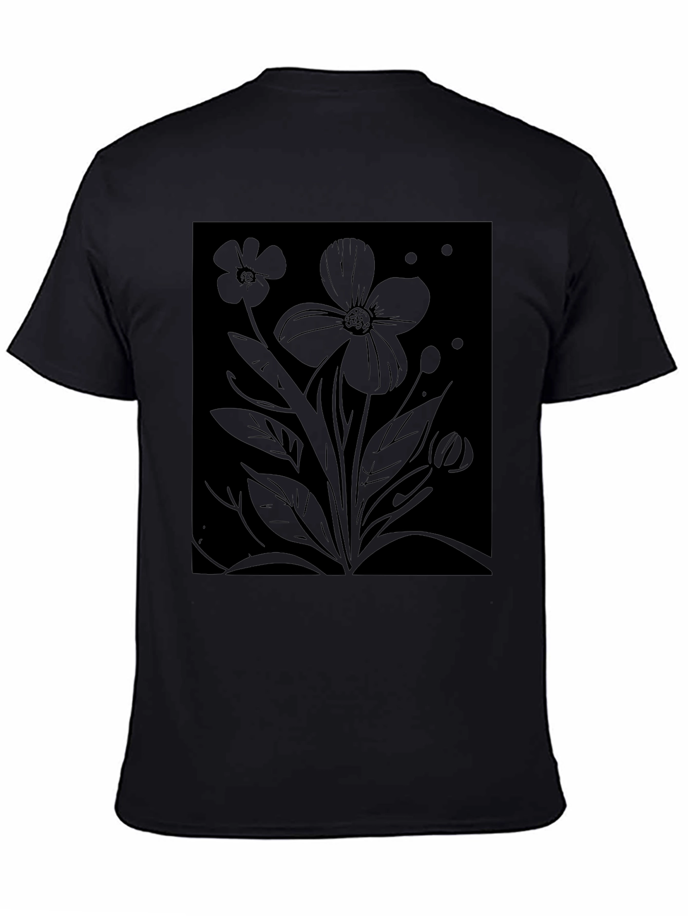 Black Floral Graphic Tee - Mens Classic Fit