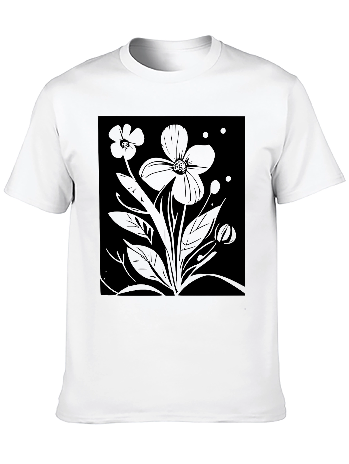 Black Floral Graphic Tee - Mens Classic Fit