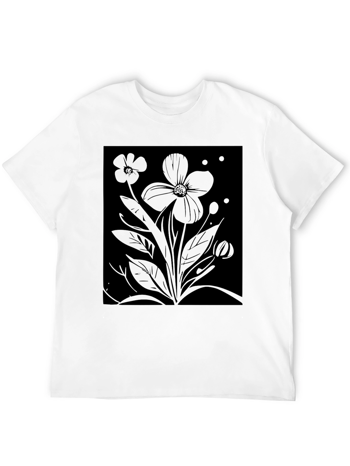 Black Floral Graphic Tee - Mens Classic Fit