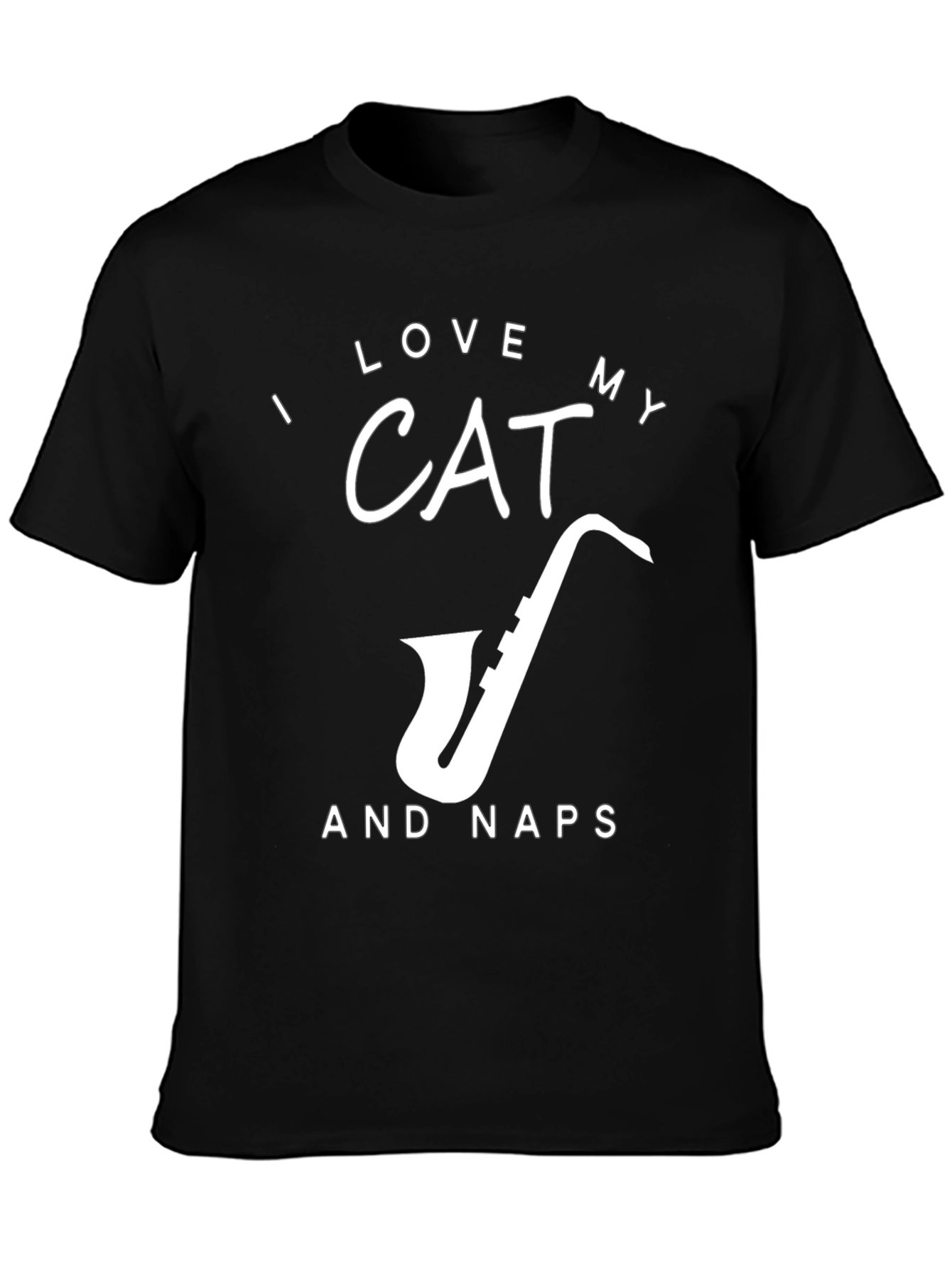I Love My CAT and Naps T-Shirt - Black